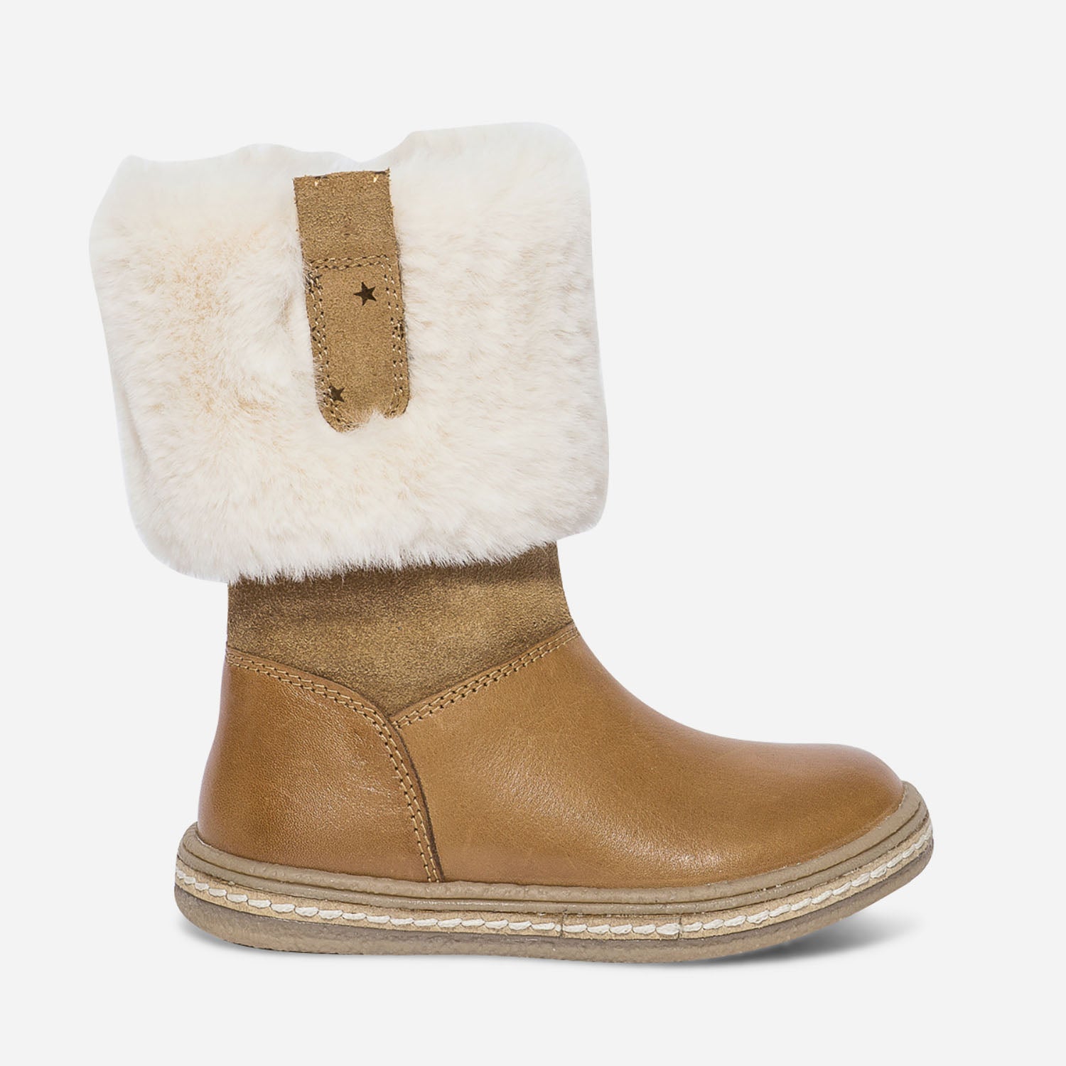 CAPRICE cognac leather and textile boot with buckle Boots Women ERAM