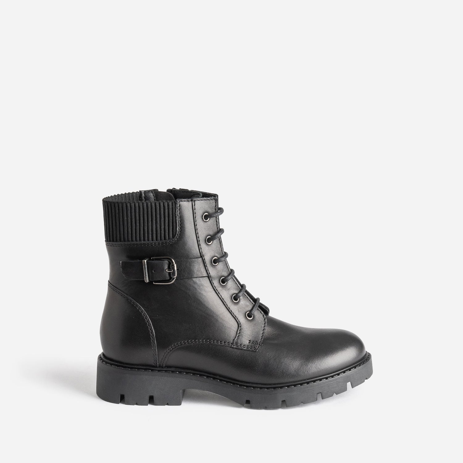 Girls black lace up boots