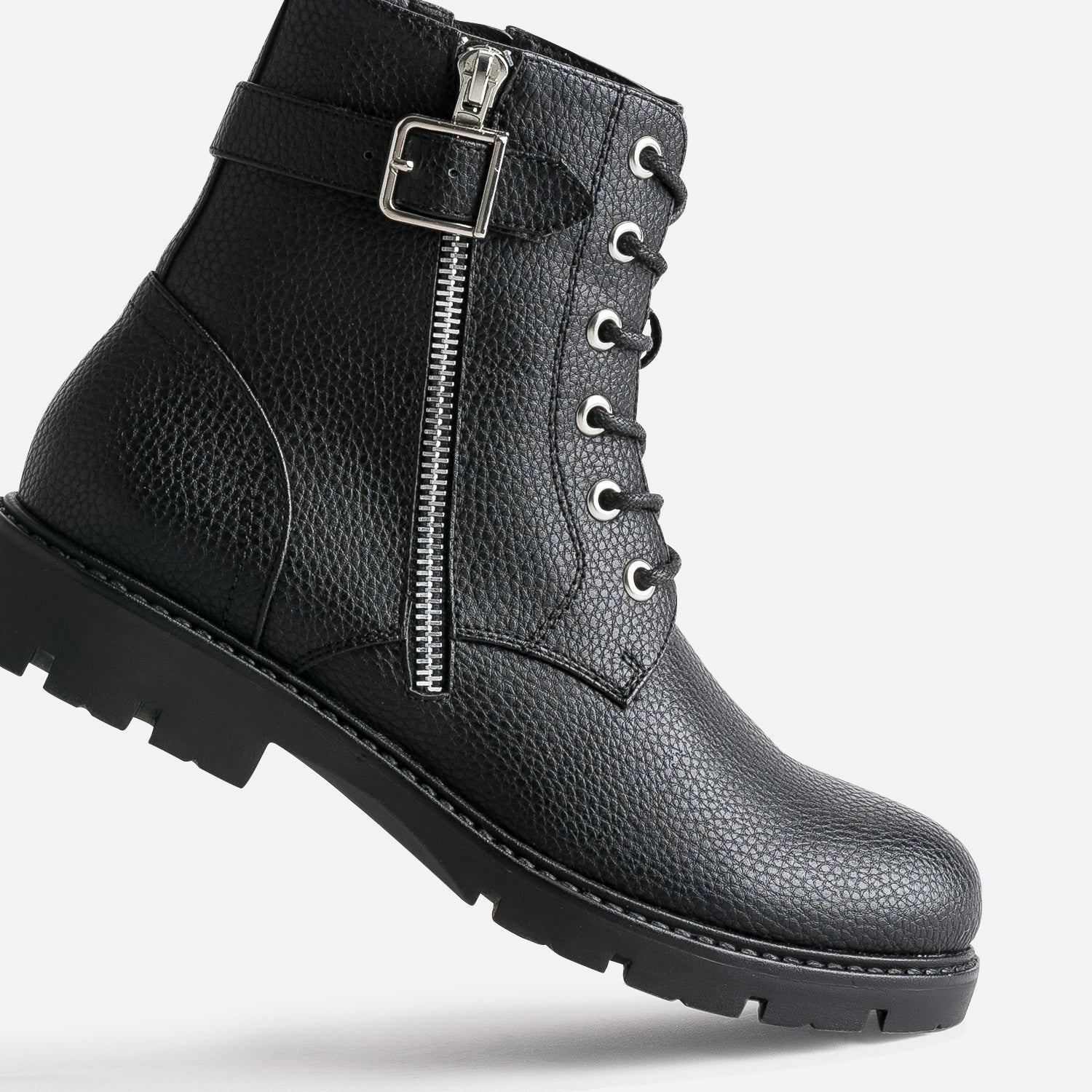 Black BUGGY lace up boots with side zip Ankle boots Kids ERAM
