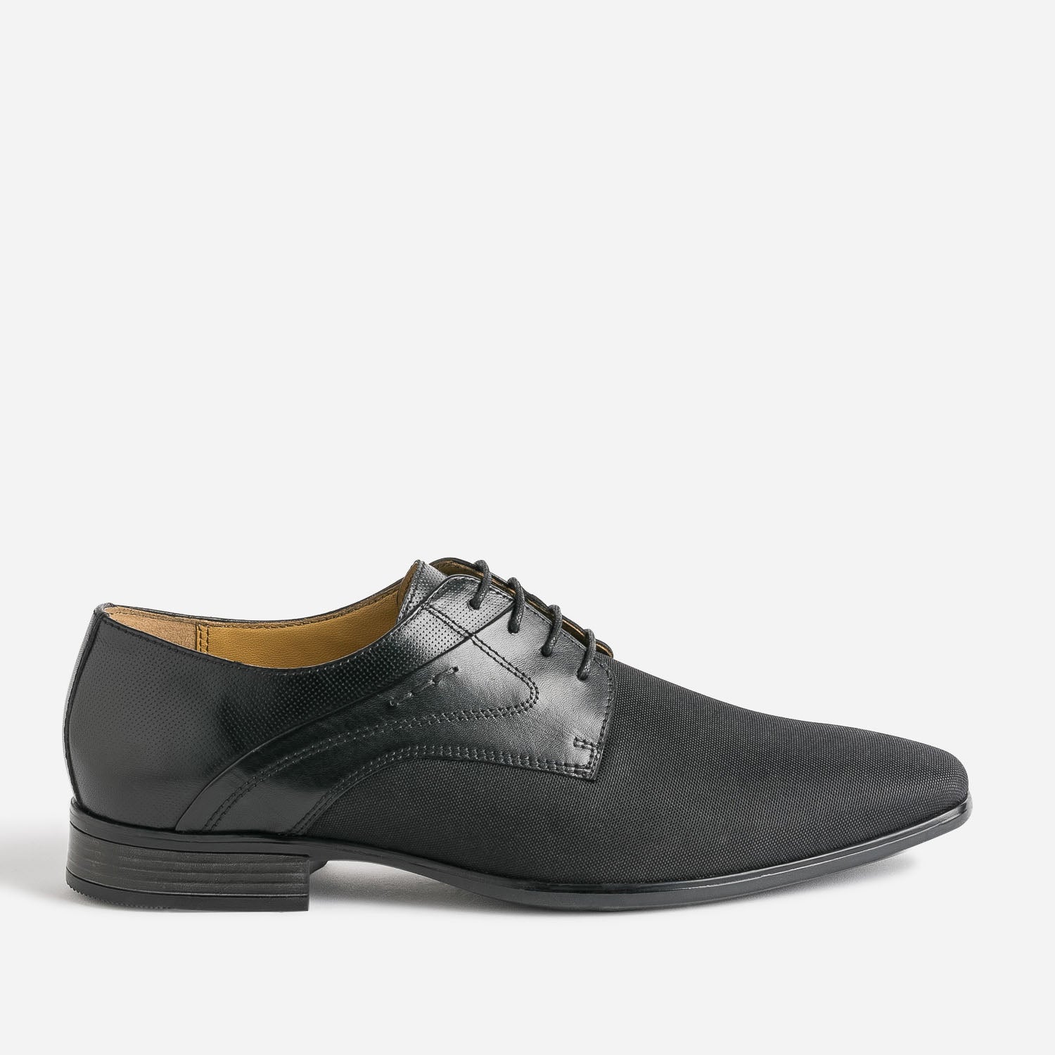 Black two material derbies Derby shoes Men ERAM