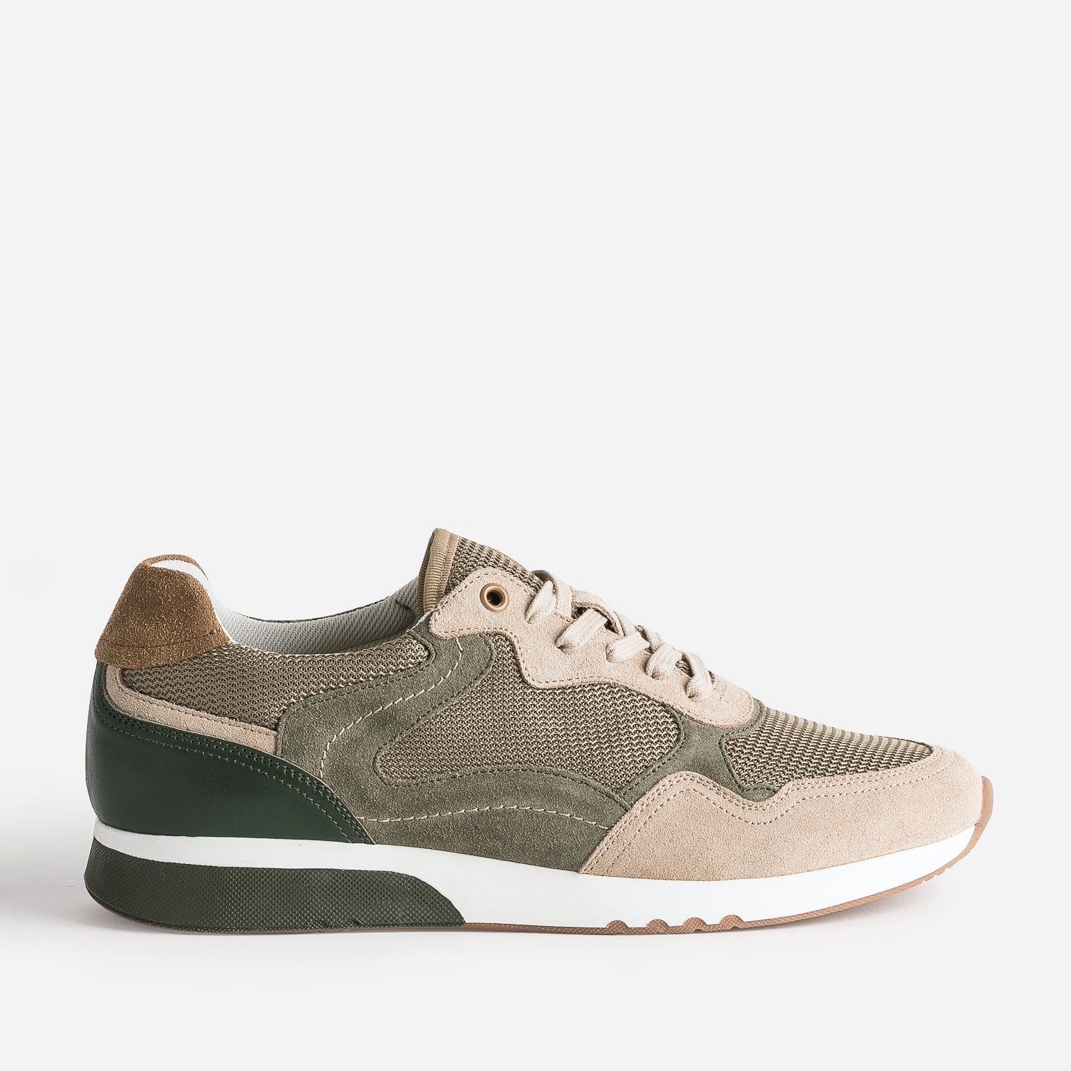 Eco designed beige khaki brown multi material trainer Sneakers Men ERAM