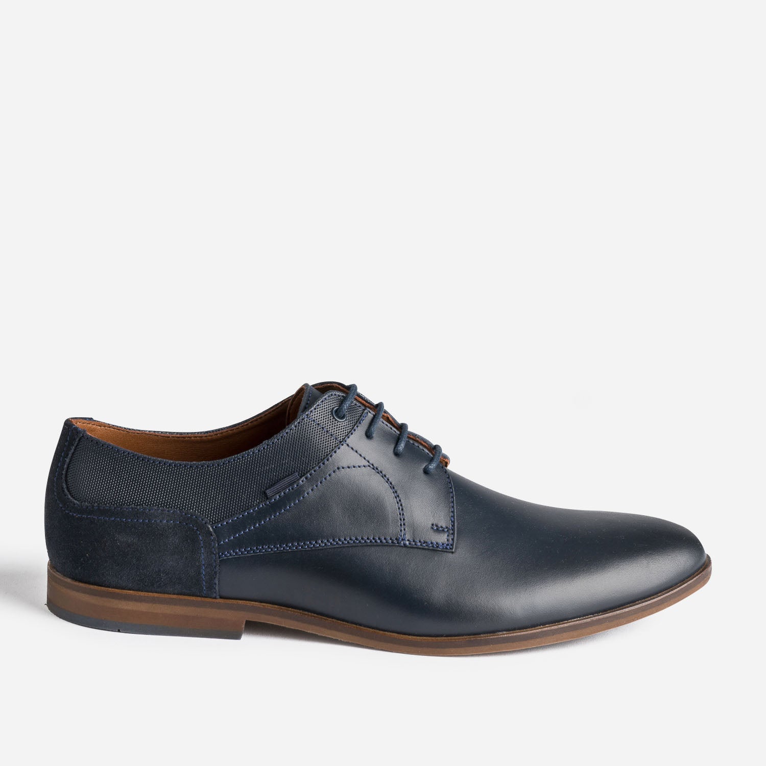 Navy blue leather Derby Derby shoes Men ERAM