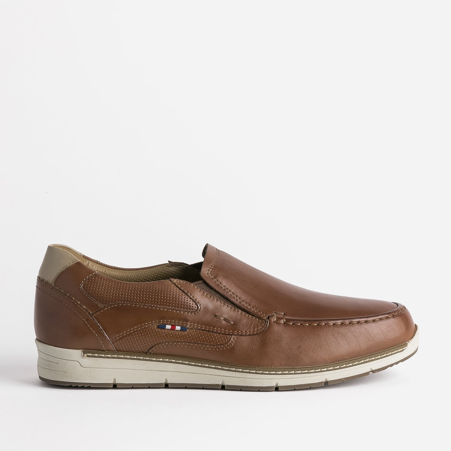 FRANCE ARNO cognac leather slip on Derby shoes Men ERAM