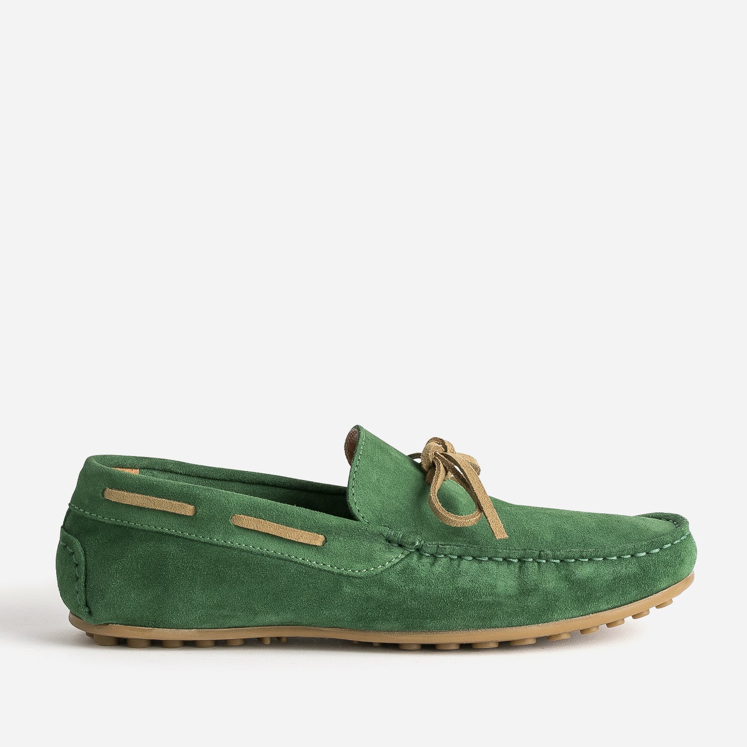 Green suede loafer with beige laces Mocassins Men ERAM
