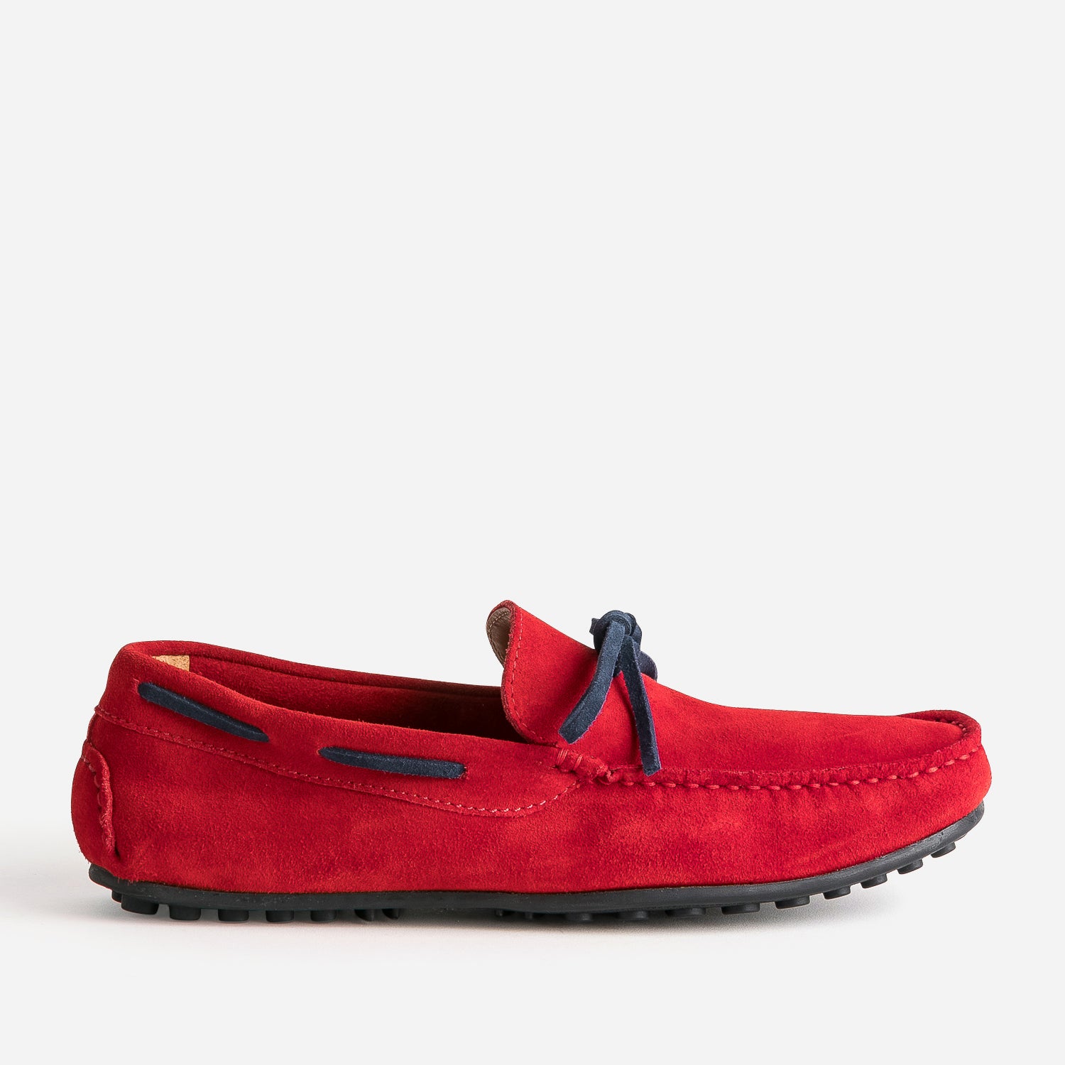 Red suede loafer with navy laces Mocassins Men ERAM