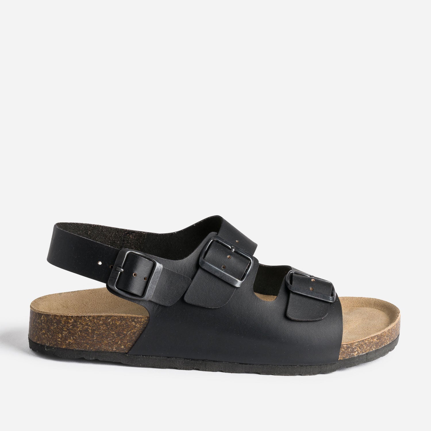 Black anatomic leather Sandal Flat sandals Flips flops Men ERAM