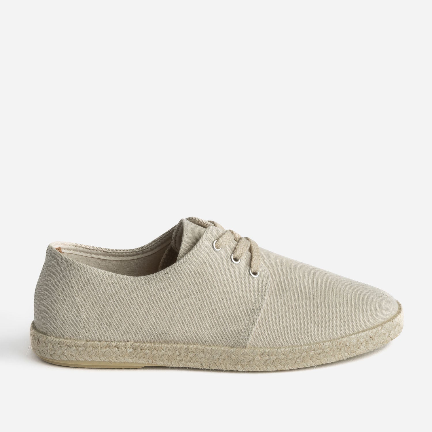 Beige canvas espadrille with laces