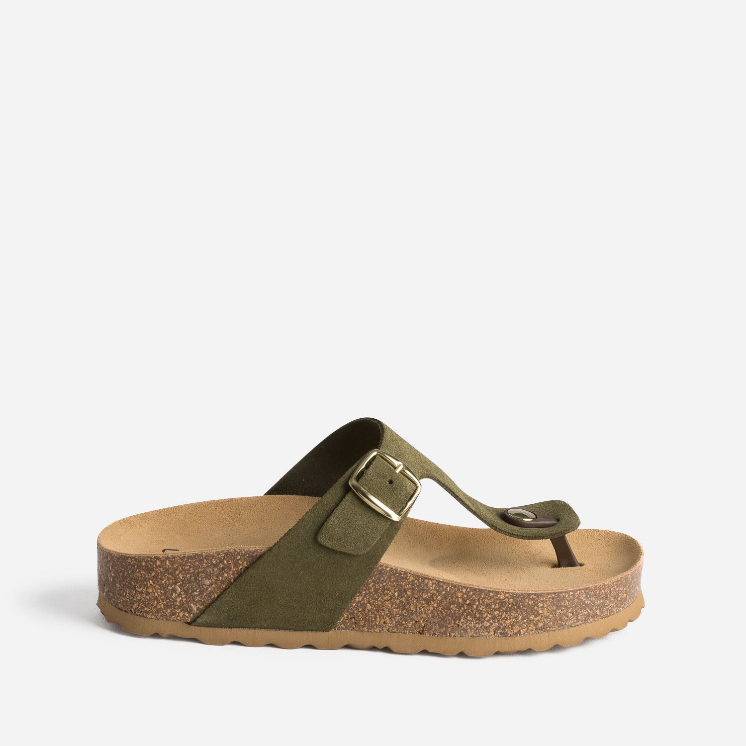 Khaki anatomic suede platform flip flop