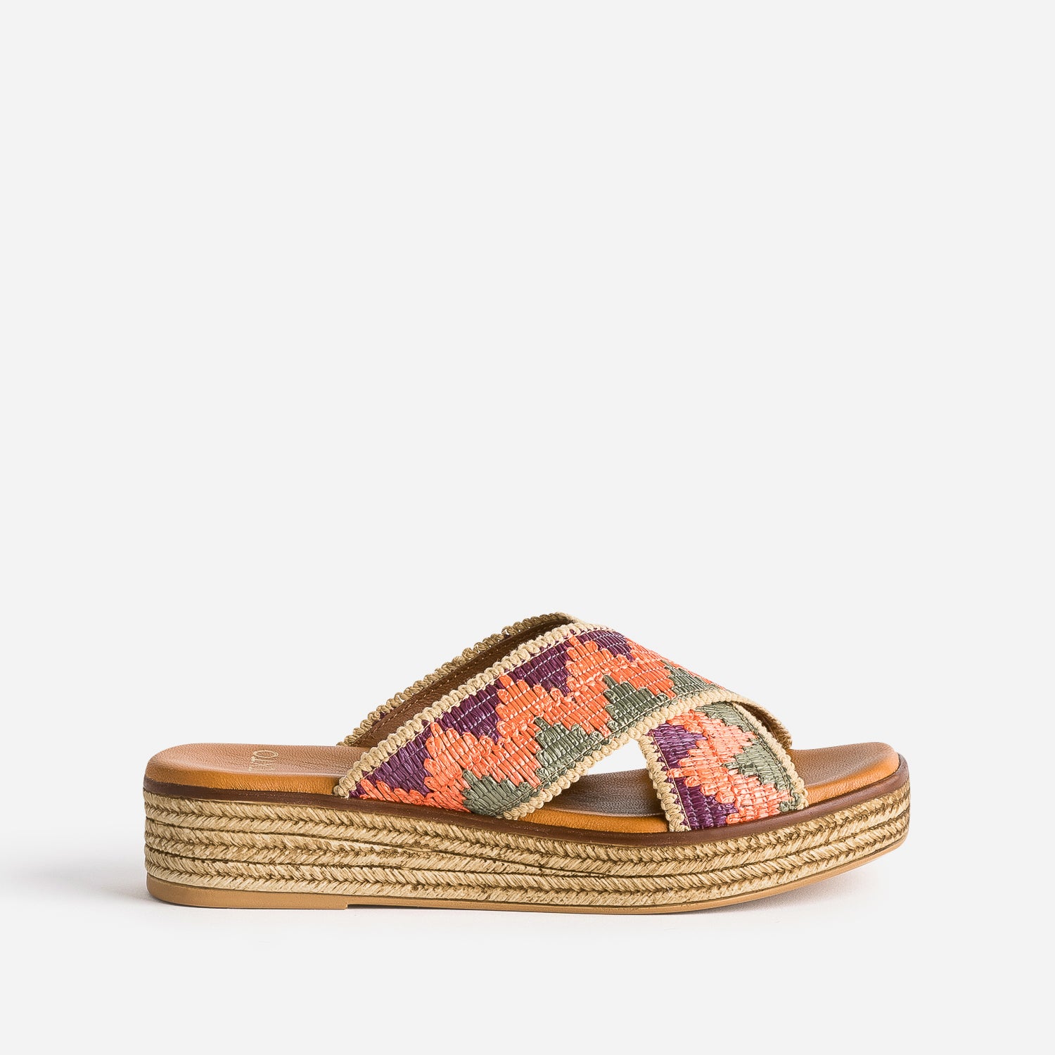 TEXTO multicoloured mule with plaited strap Flat sandals Flips flops Women ERAM