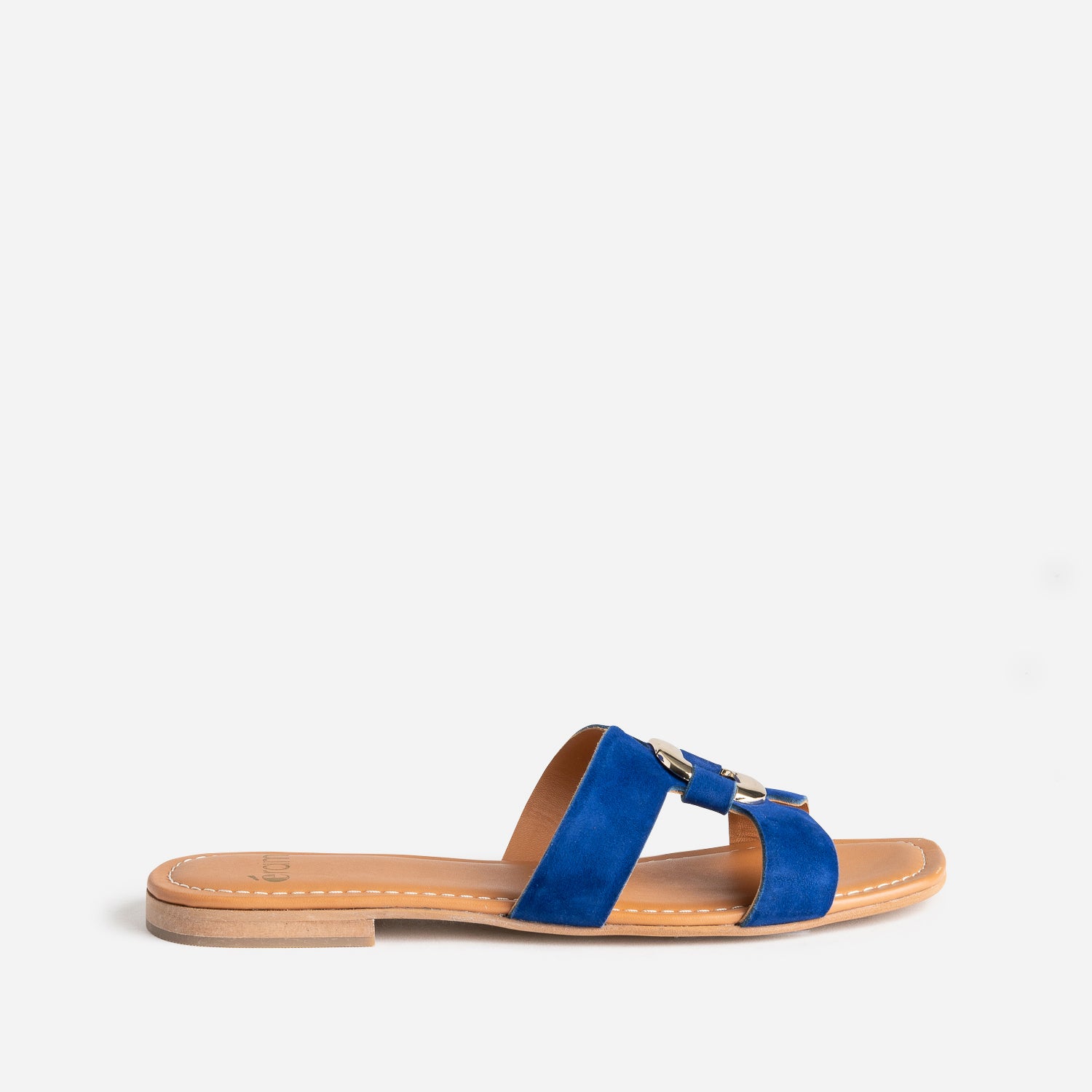 Blue suede flat sandals discount