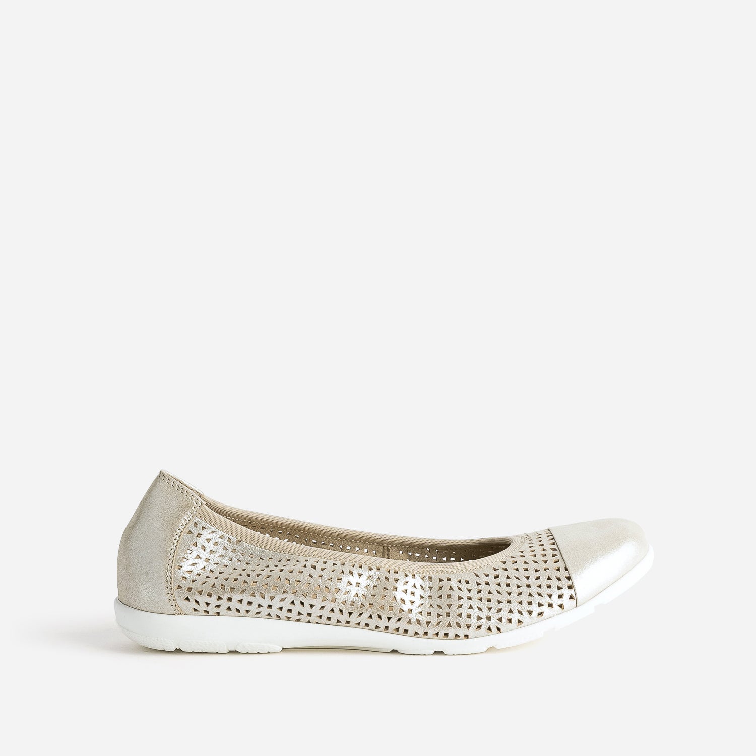 CAPRICE ballet pump in gold elasticated leather with punch holes Ballet flats Women ERAM