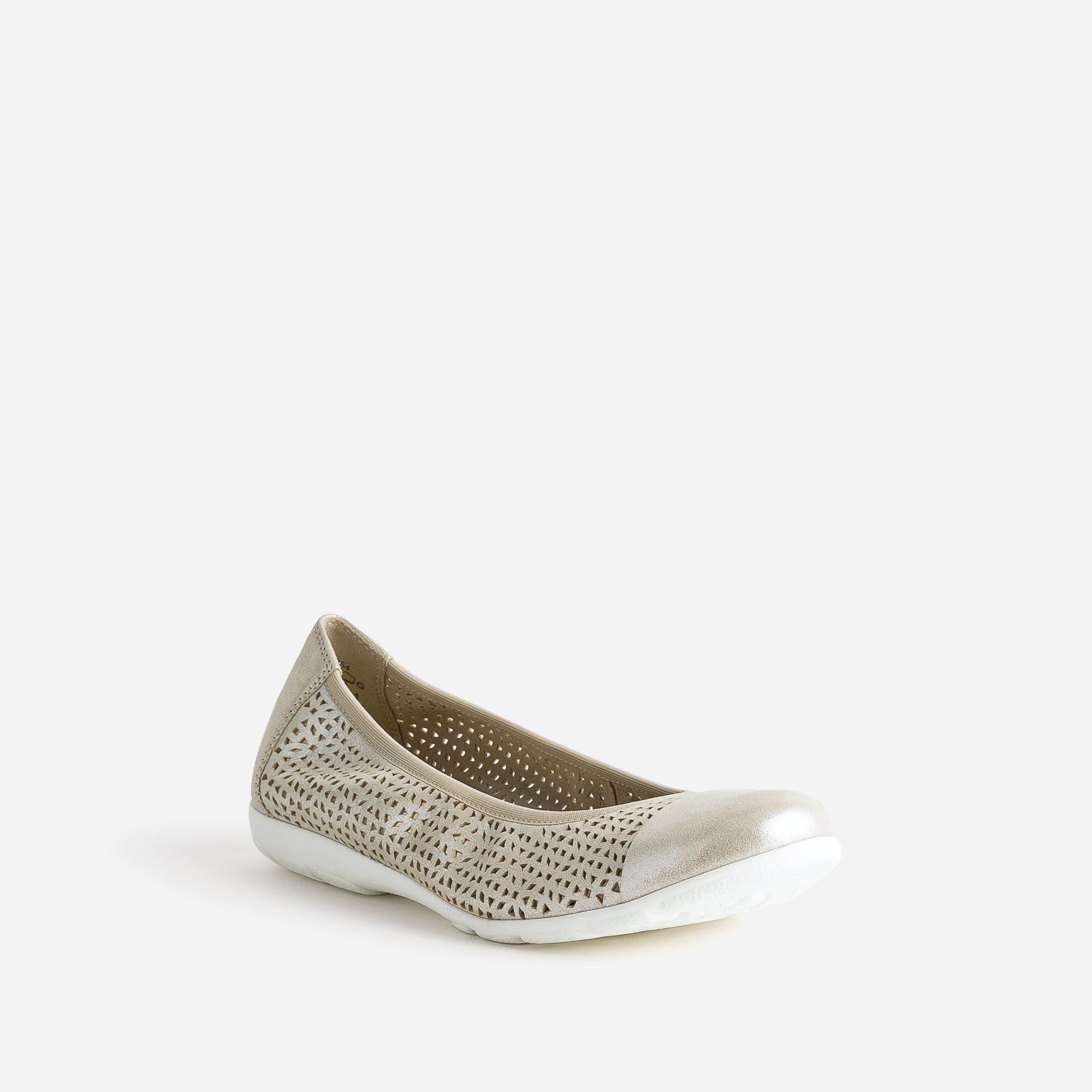 CAPRICE ballet pump in gold elasticated leather with punch holes Ballet flats Women ERAM