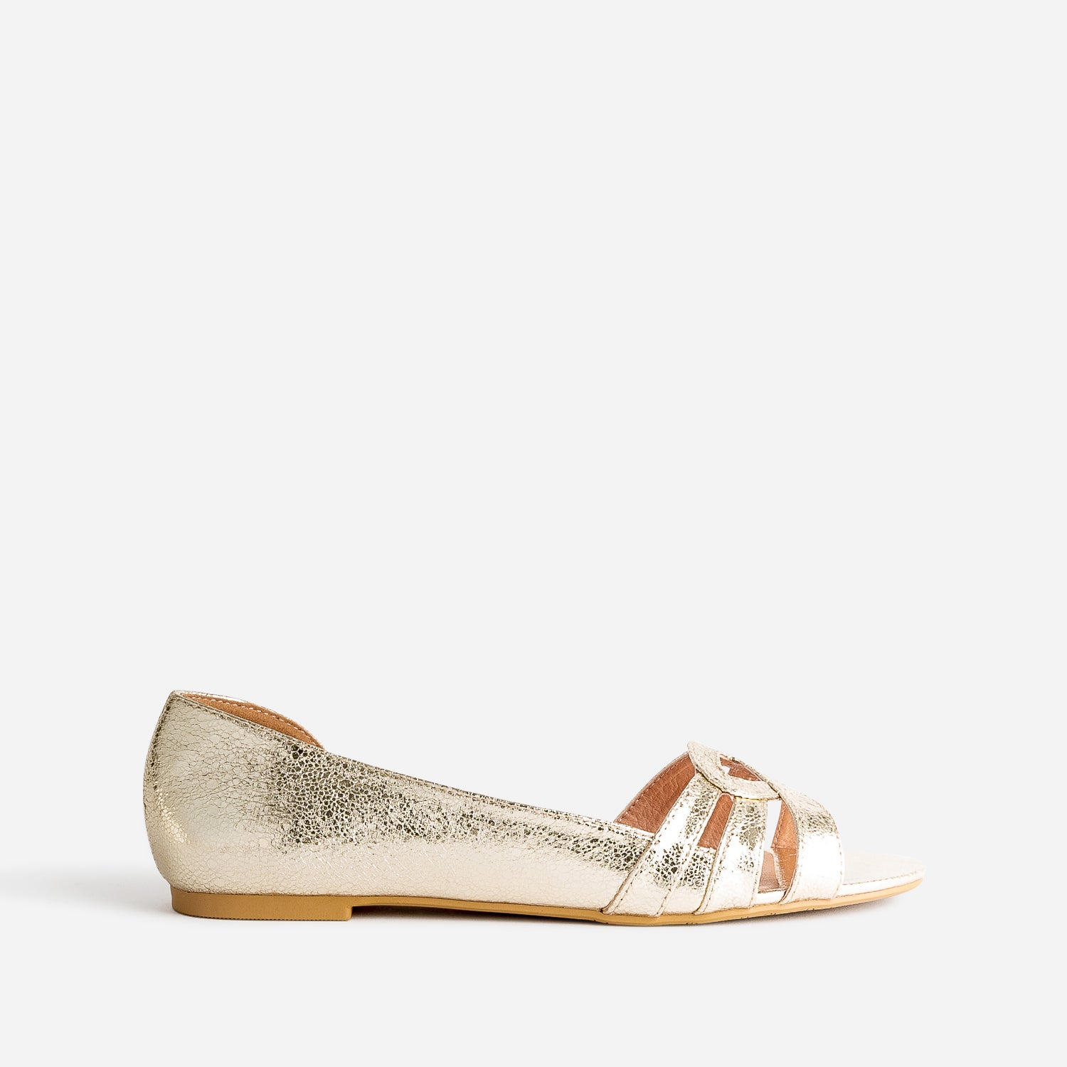Gold metallic open toe ballet pump Ballet flats Women ERAM