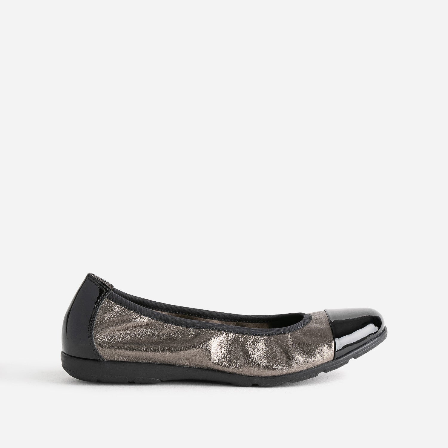 CAPRICE bronze elasticated ballerina with patent toe Ballet flats Women ERAM