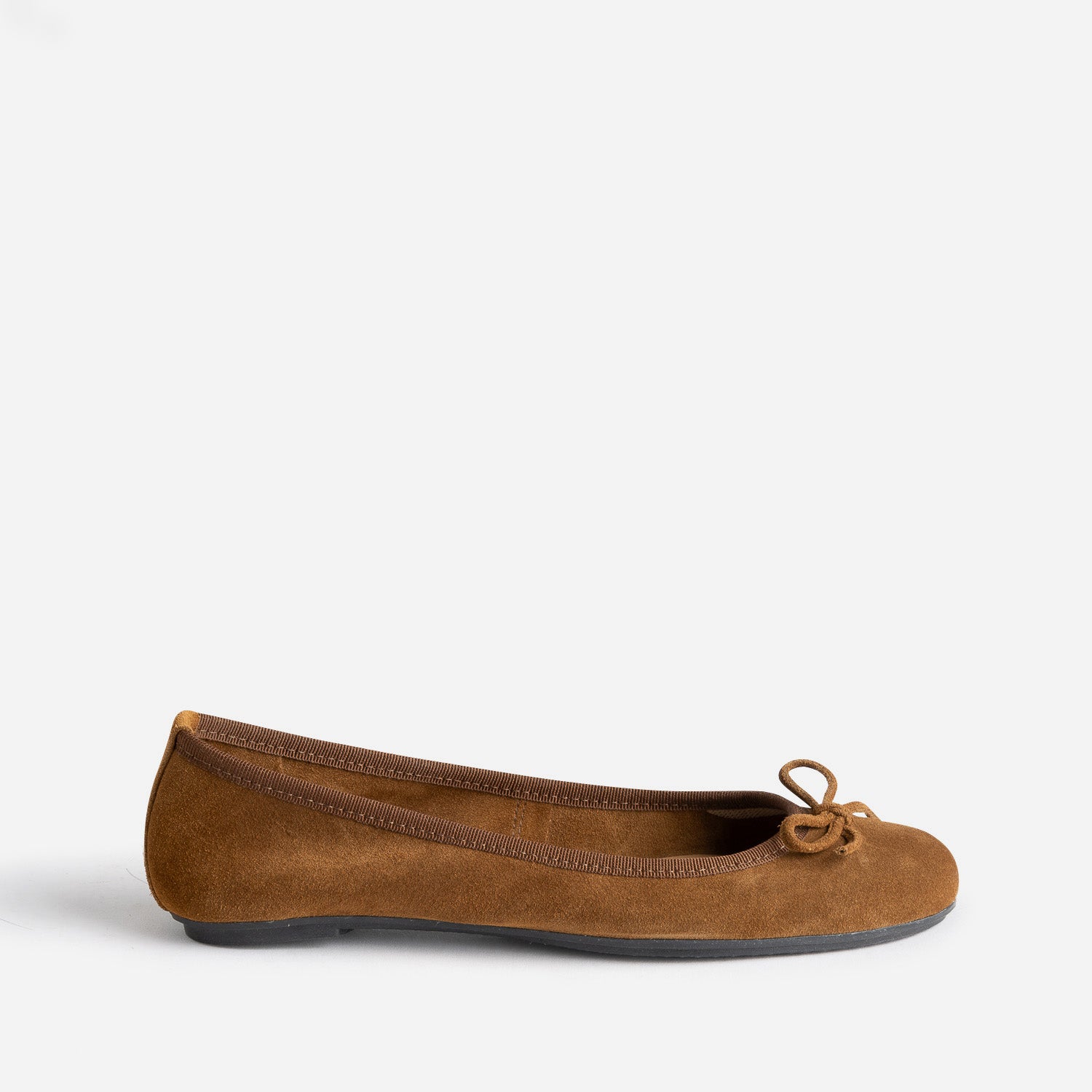 Cognac suede ballet pump with small bow Ballet flats Women ERAM