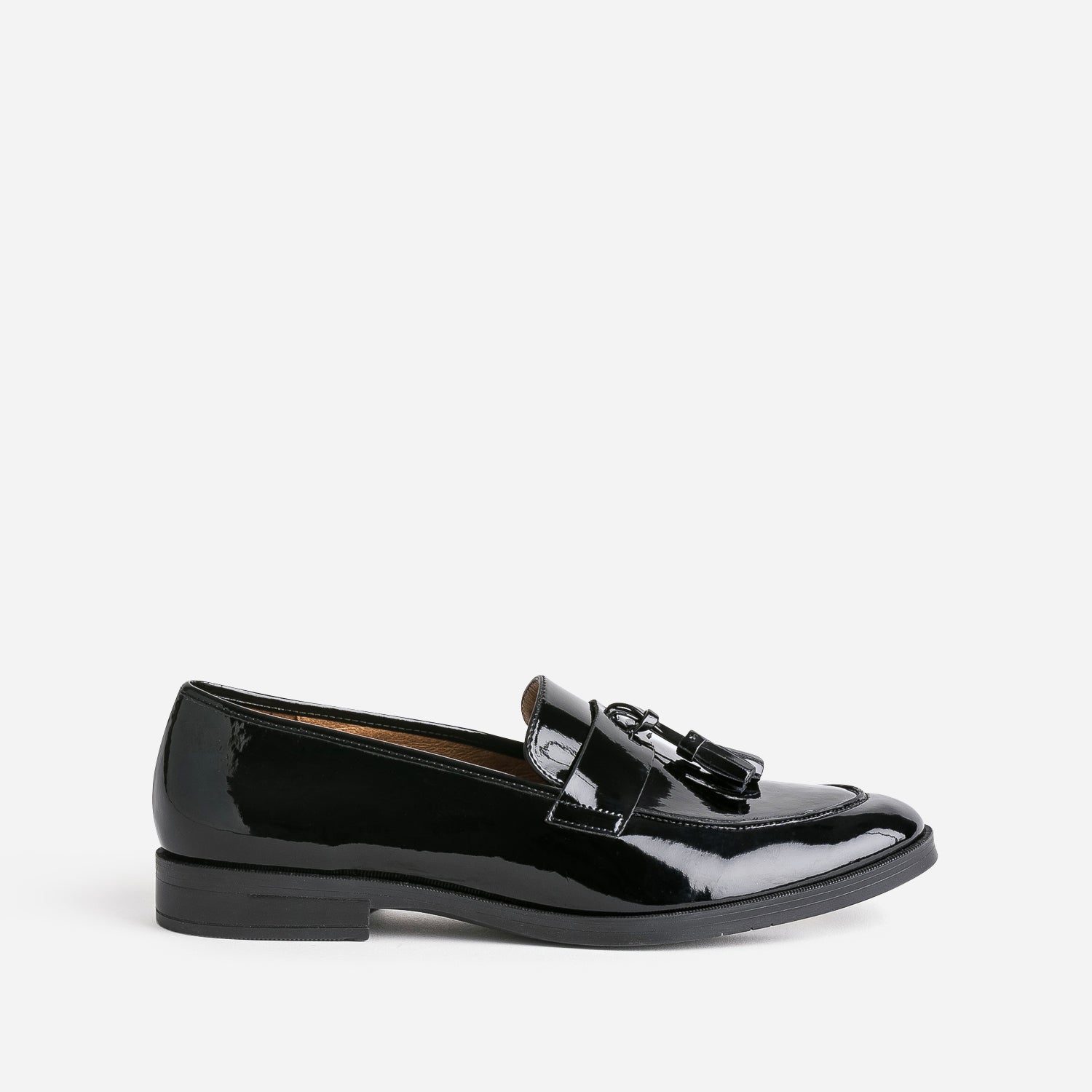 ERAM FLEX black patent leather tasseled moccasin Slippers Loafers Women ERAM