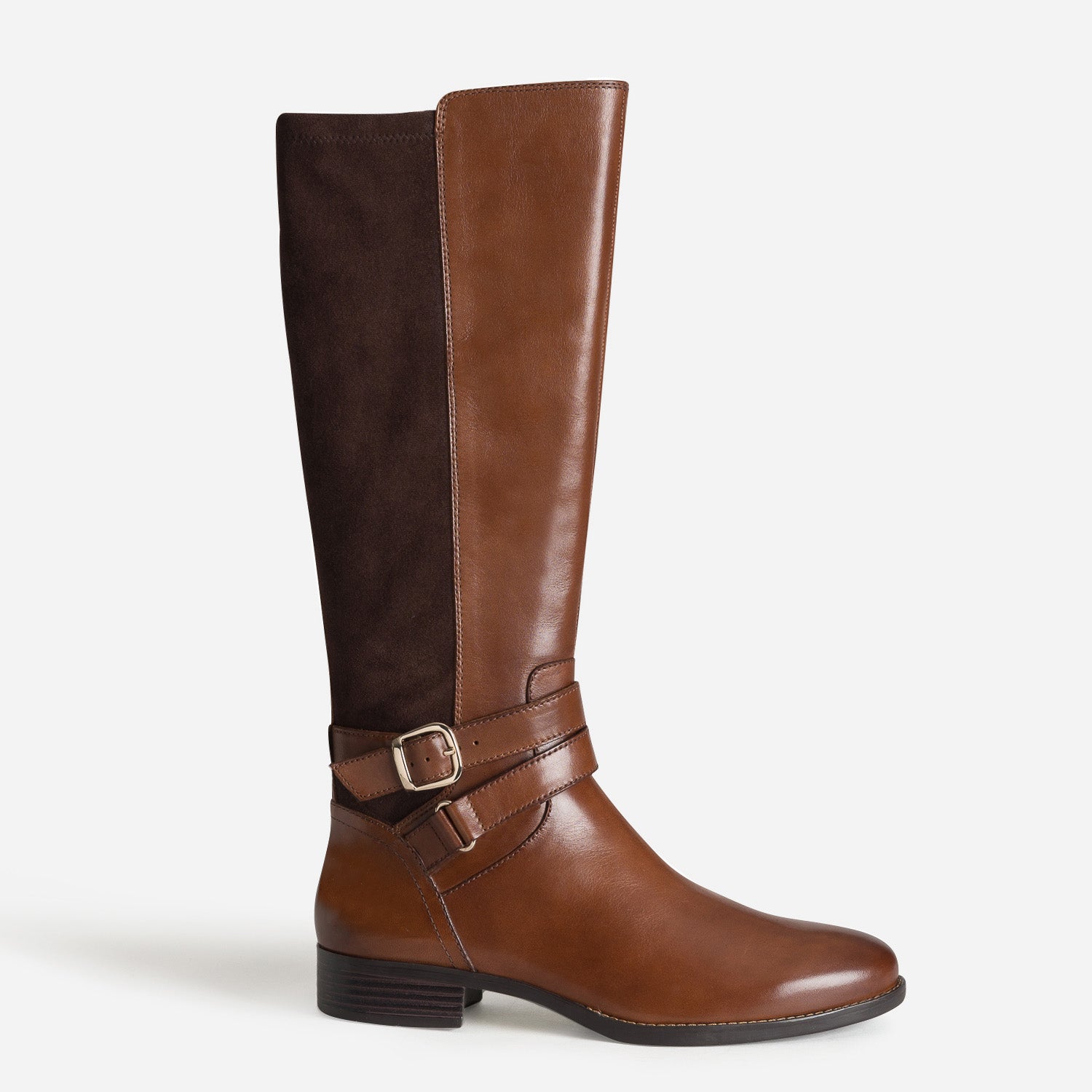 CAPRICE cognac leather and textile boot with buckle Boots Women ERAM