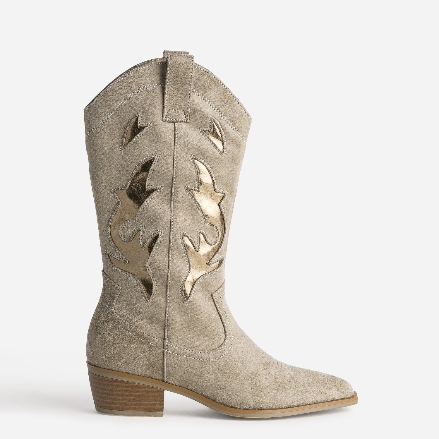 TEXTO taupe and bronze cowboy style boot Boots Women ERAM