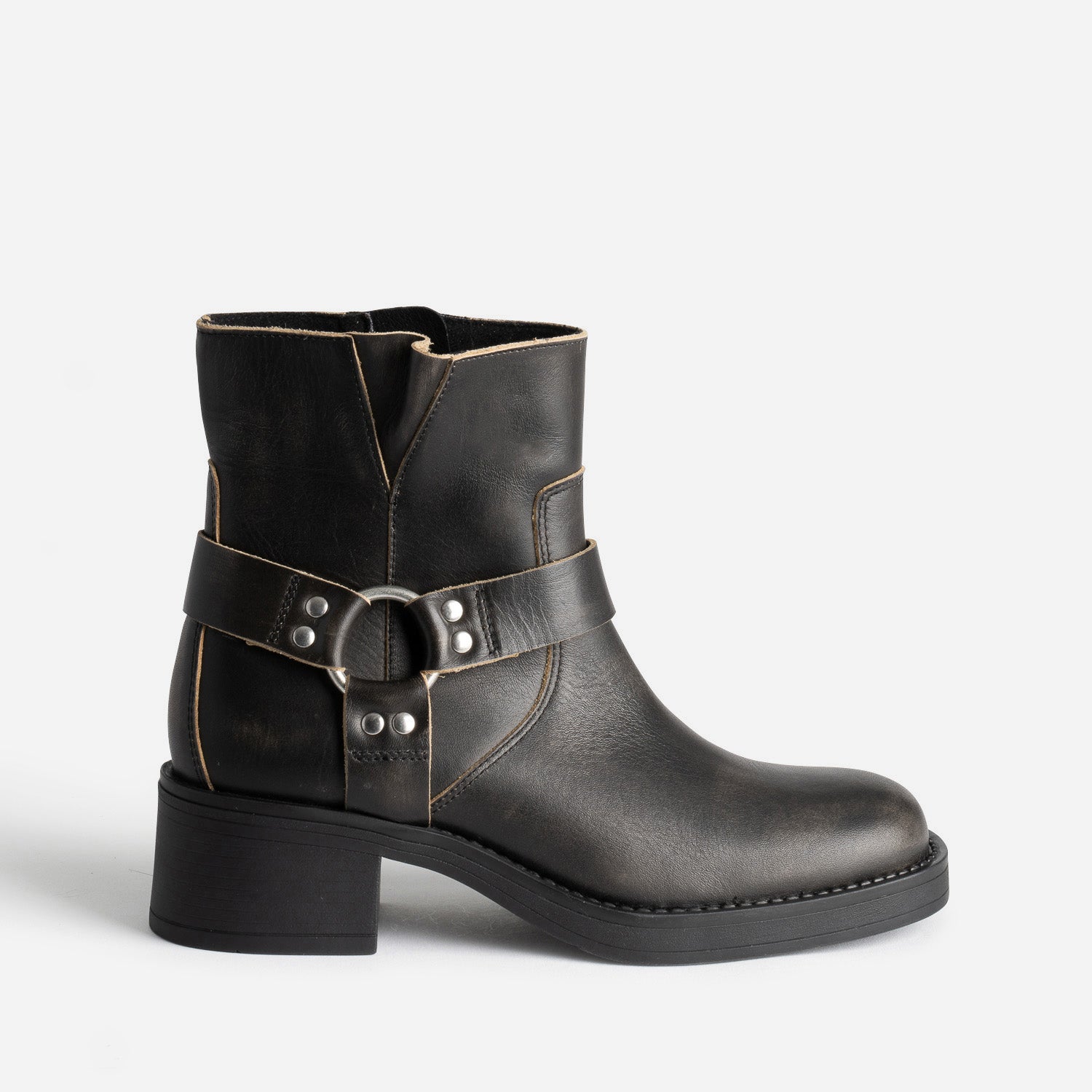 TEXTO dark grey leather biker boots