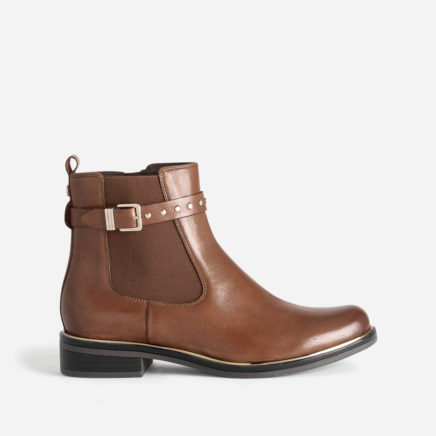 Women's cognac leather booties cheap