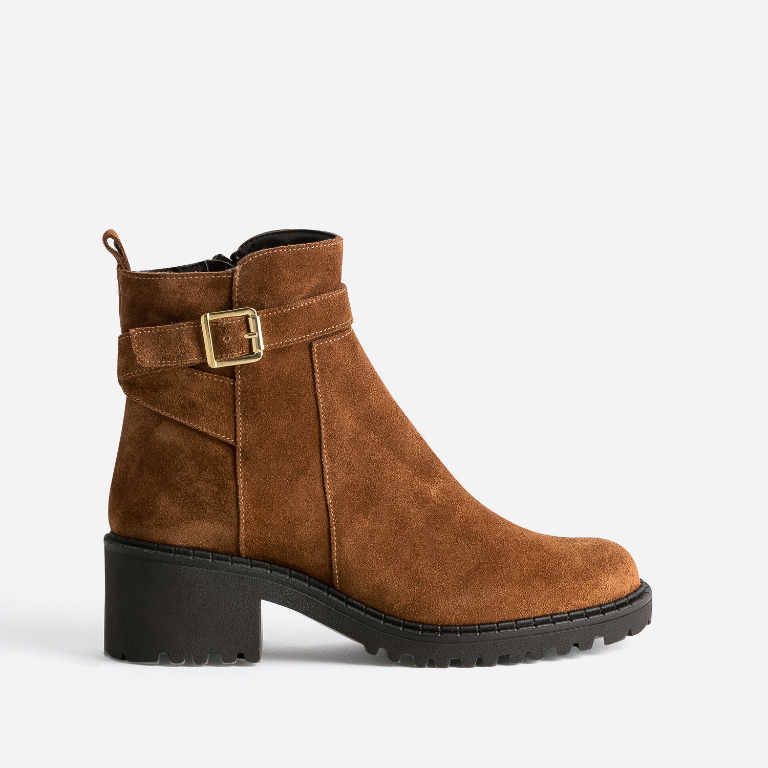 Eco designed camel boots with notched sole Ankle Boots Women ERAM