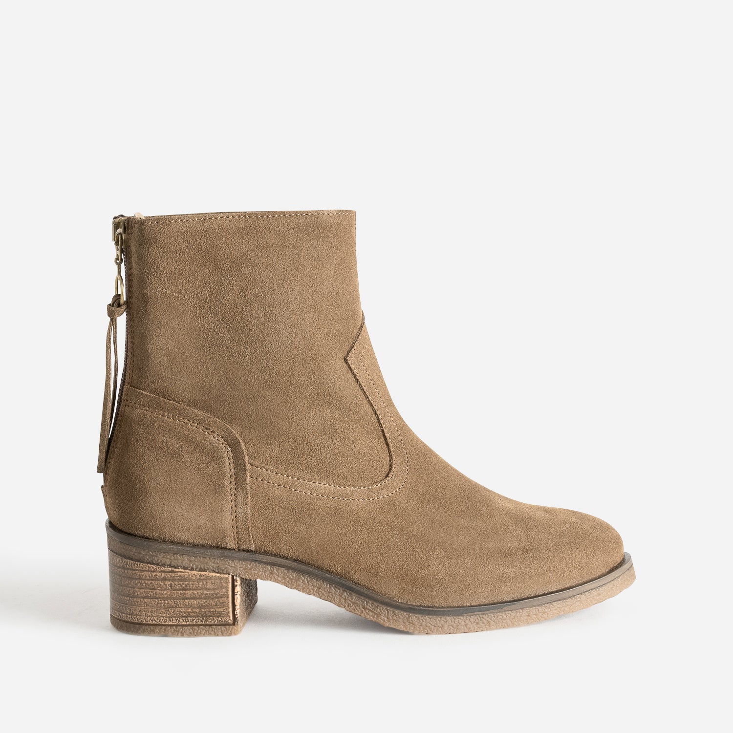 Beige suede ankle boots with a zip at the back Ankle Boots Women ERAM