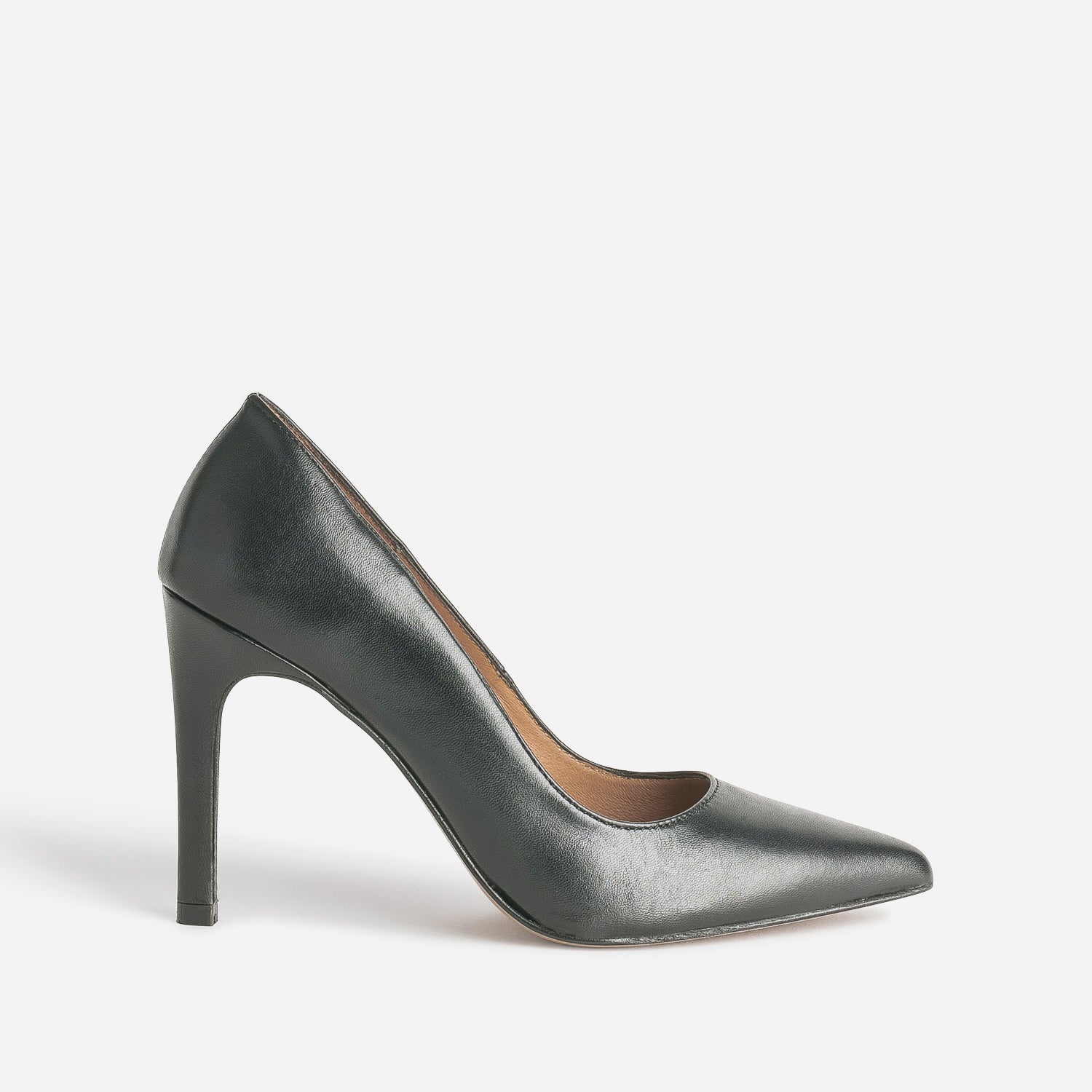 Eco designed TEXTO black leather stilettos