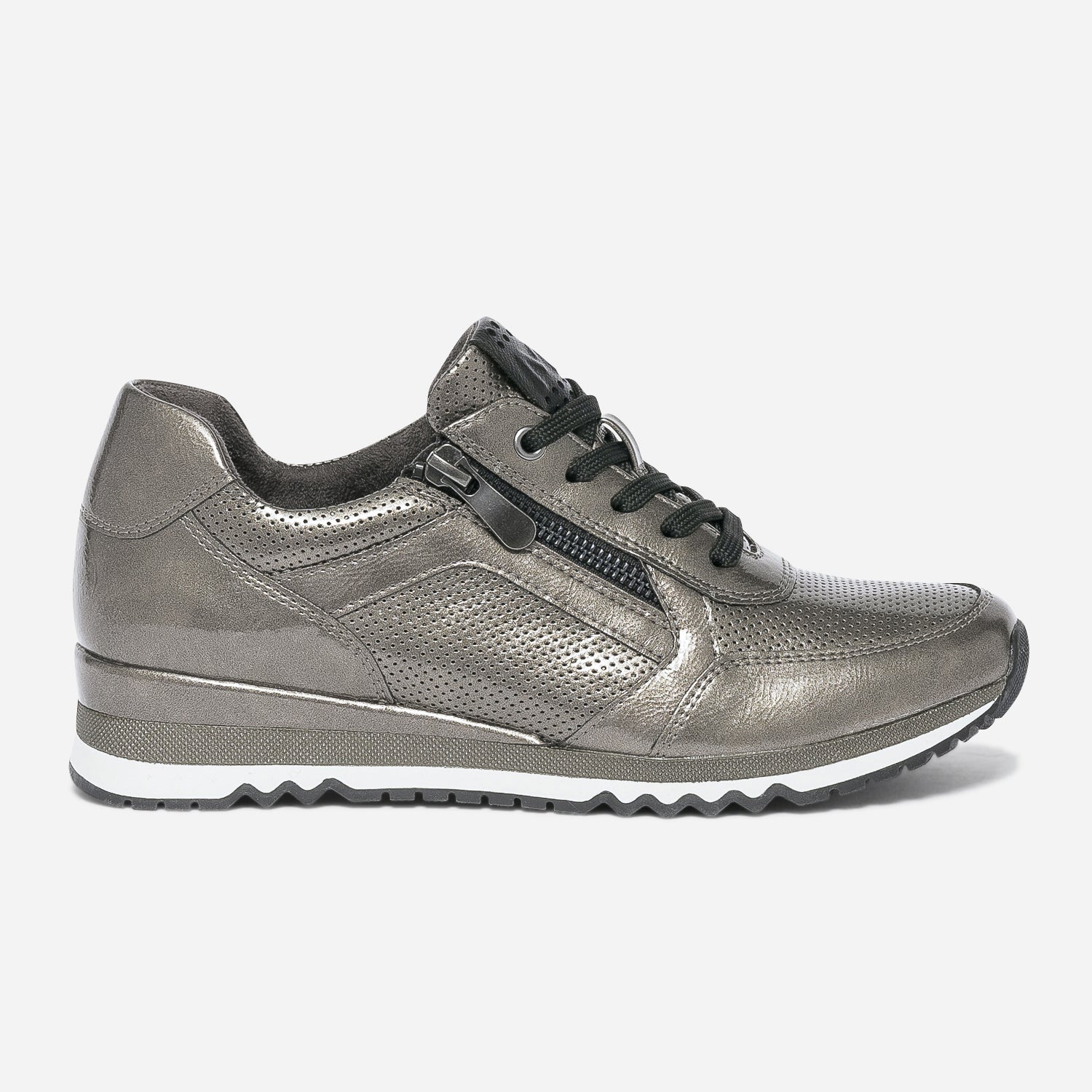 MARCO TOZZI khaki patent trainers