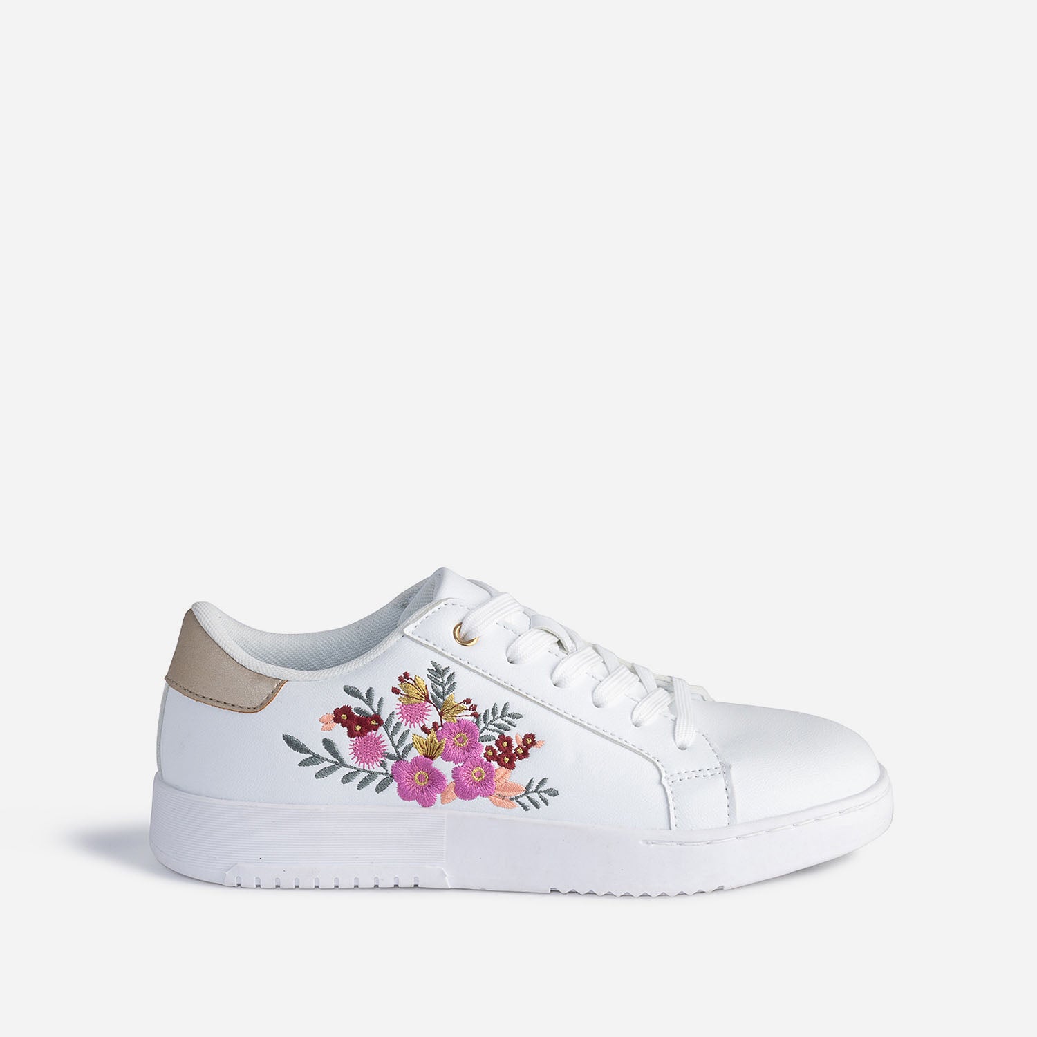 TEXTO white trainers with embroidered pink flowers Sneakers Women ERAM