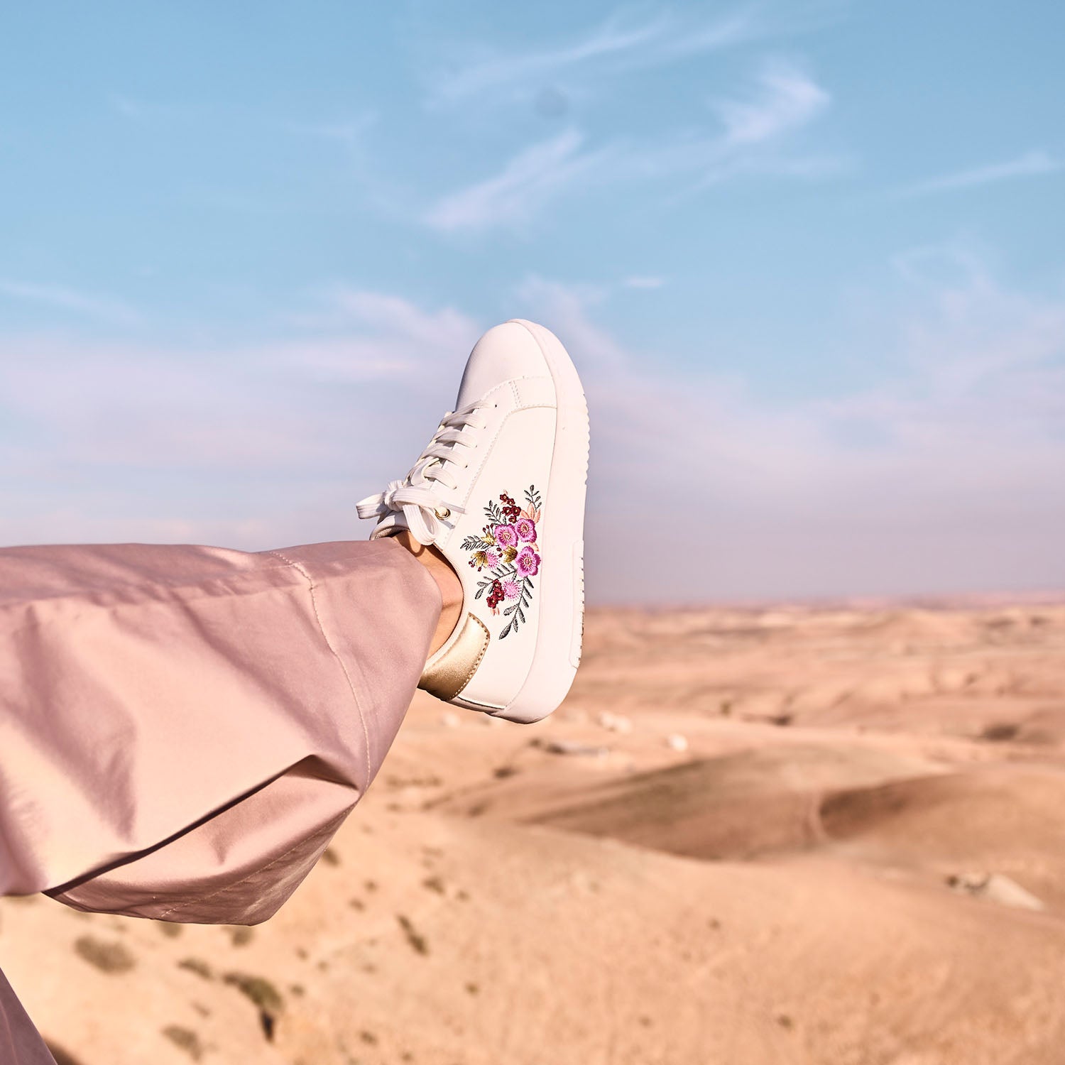 Trainers with embroidered flowers sale