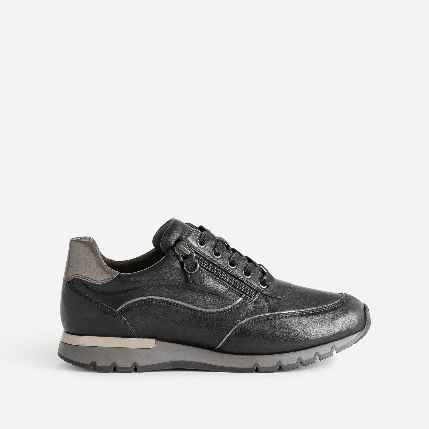 CAPRICE black leather tennis shoes