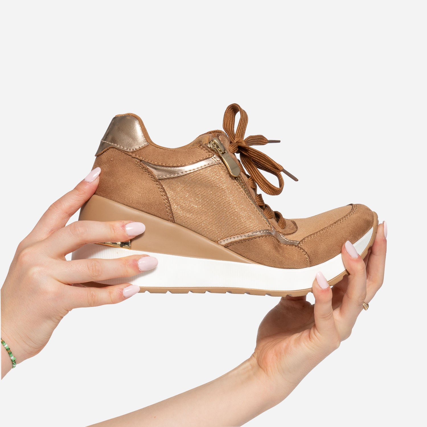 Tan wedge tennis shoes on sale