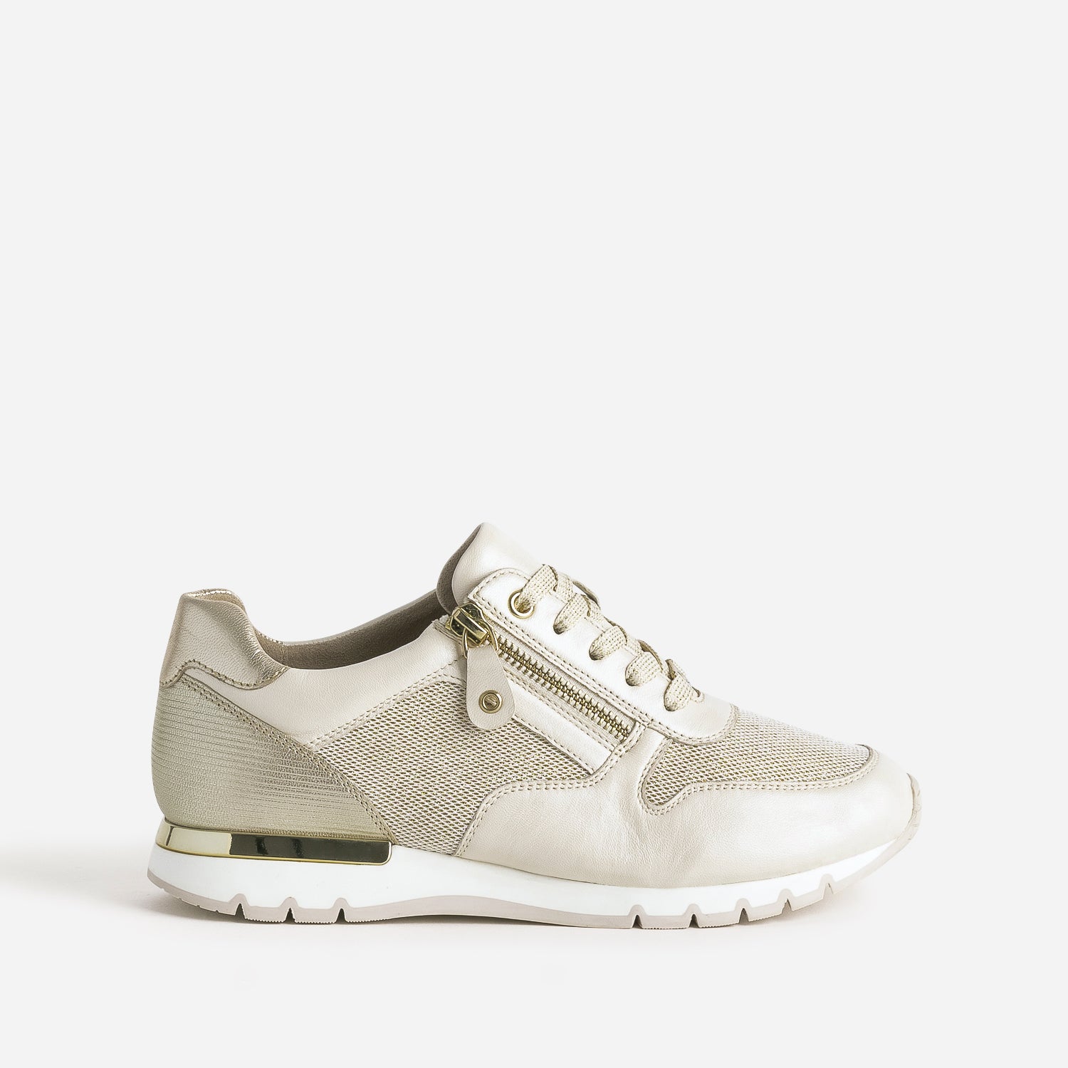 CAPRICE beige trainers with sequinned fabric