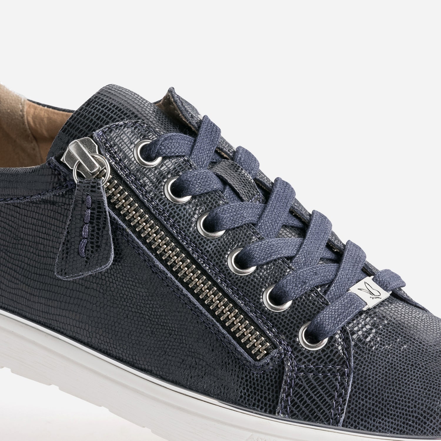 CAPRICE fancy navy leather trainers
