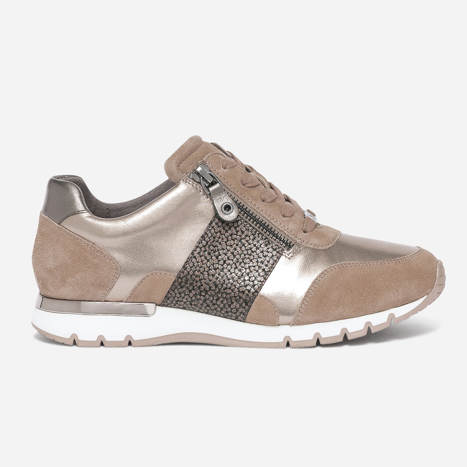 CAPRICE beige and bronze two material trainers Sneakers Women ERAM