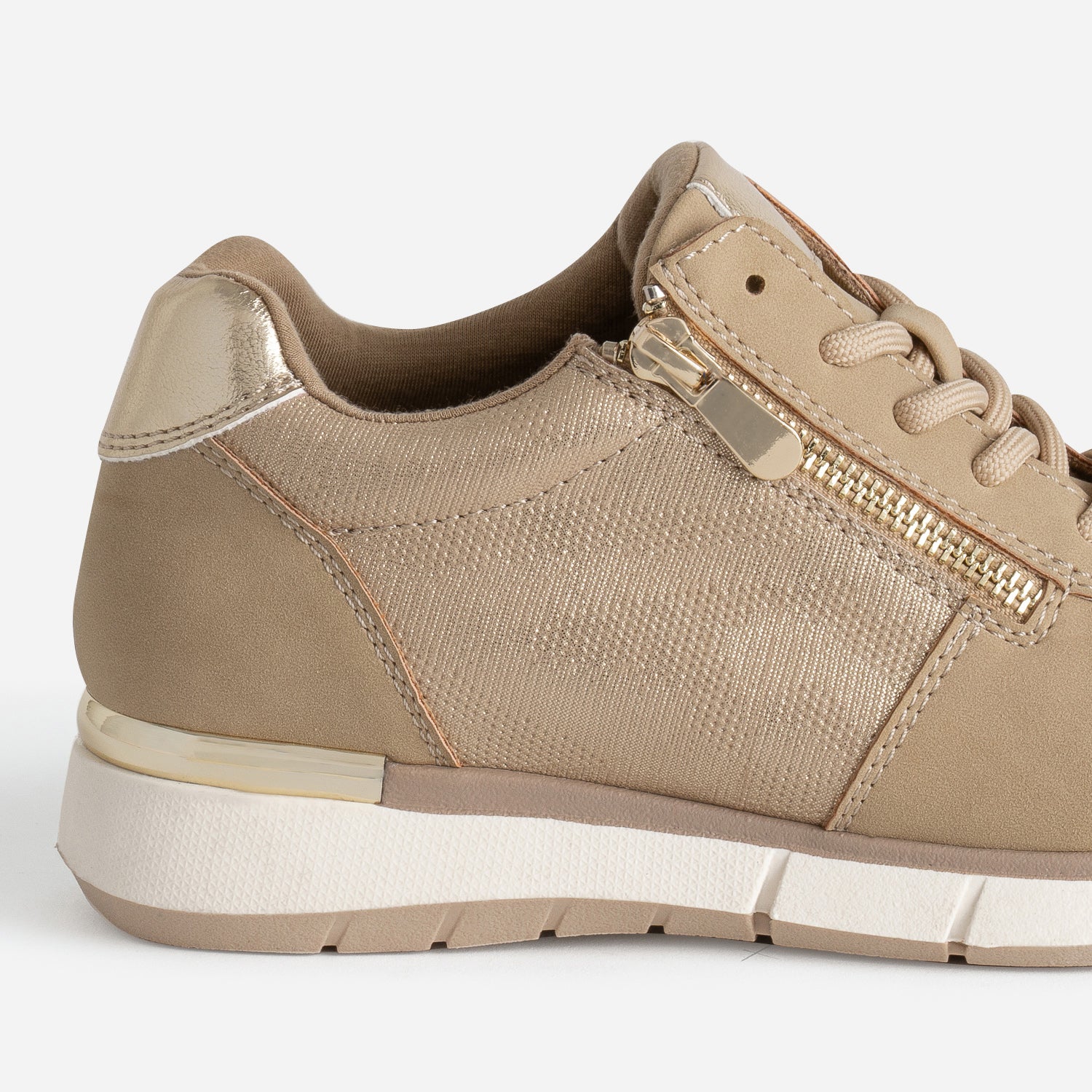 Camel and beige two material trainers