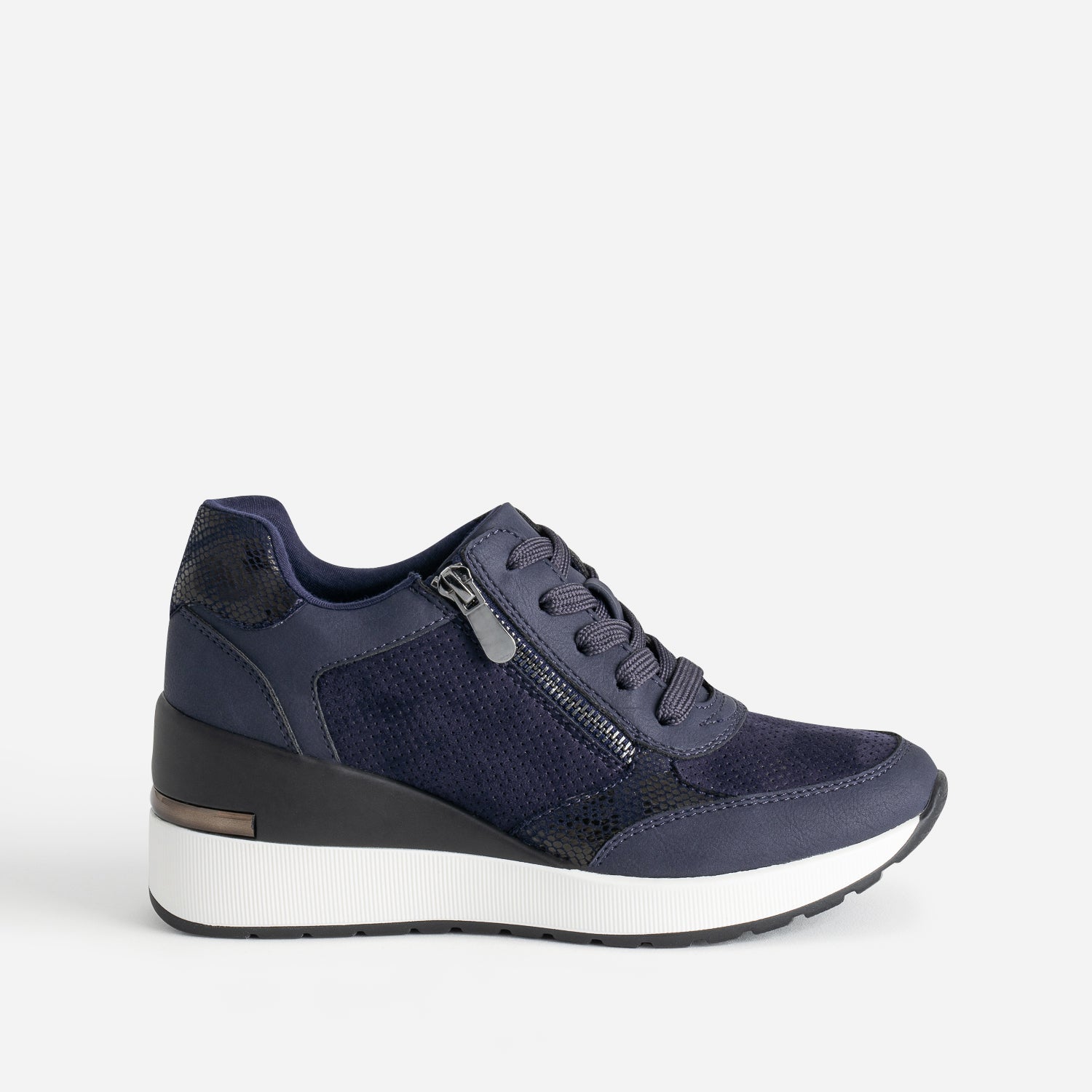 Navy blue platform sneakers shop