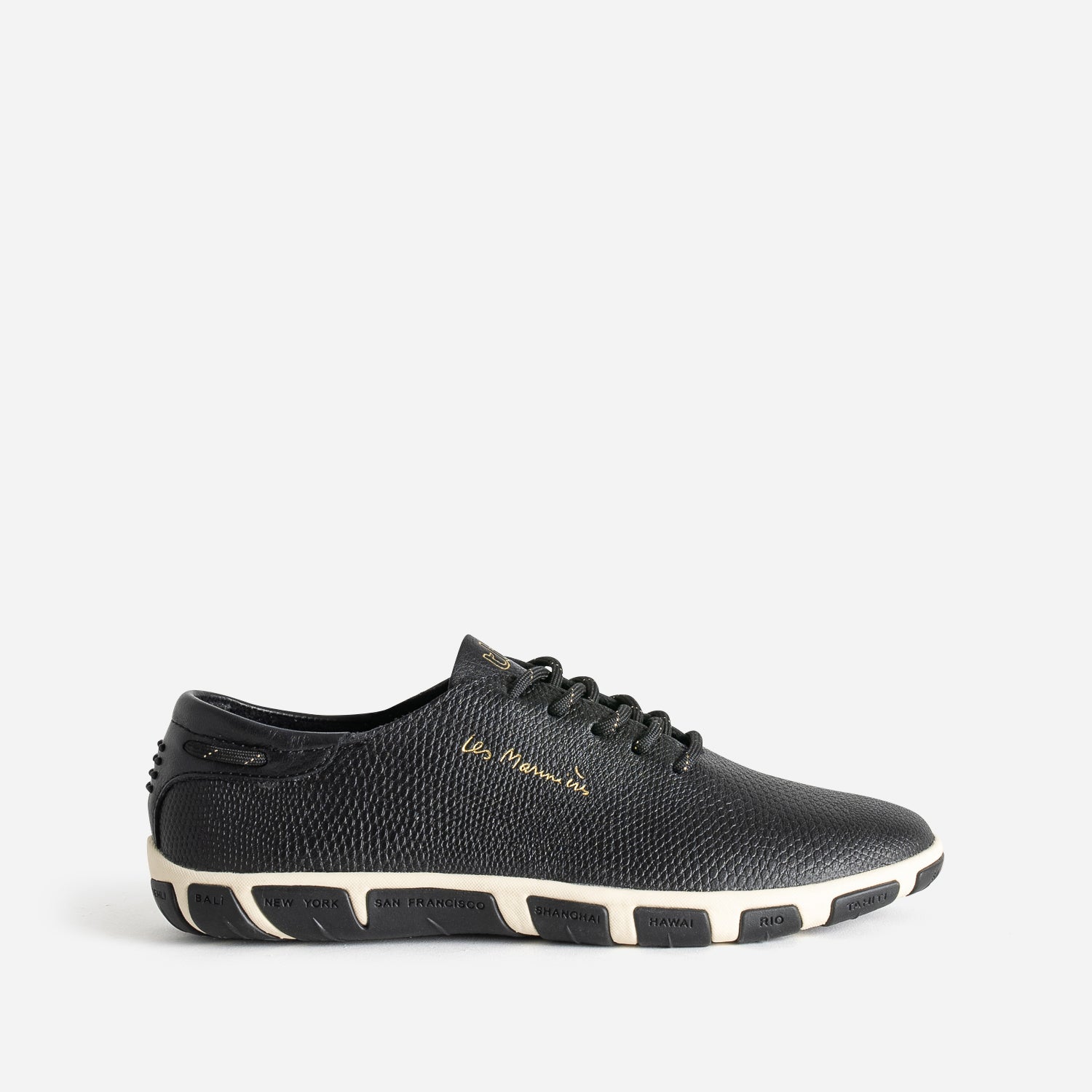 TBS black leather trainers with two tone sole