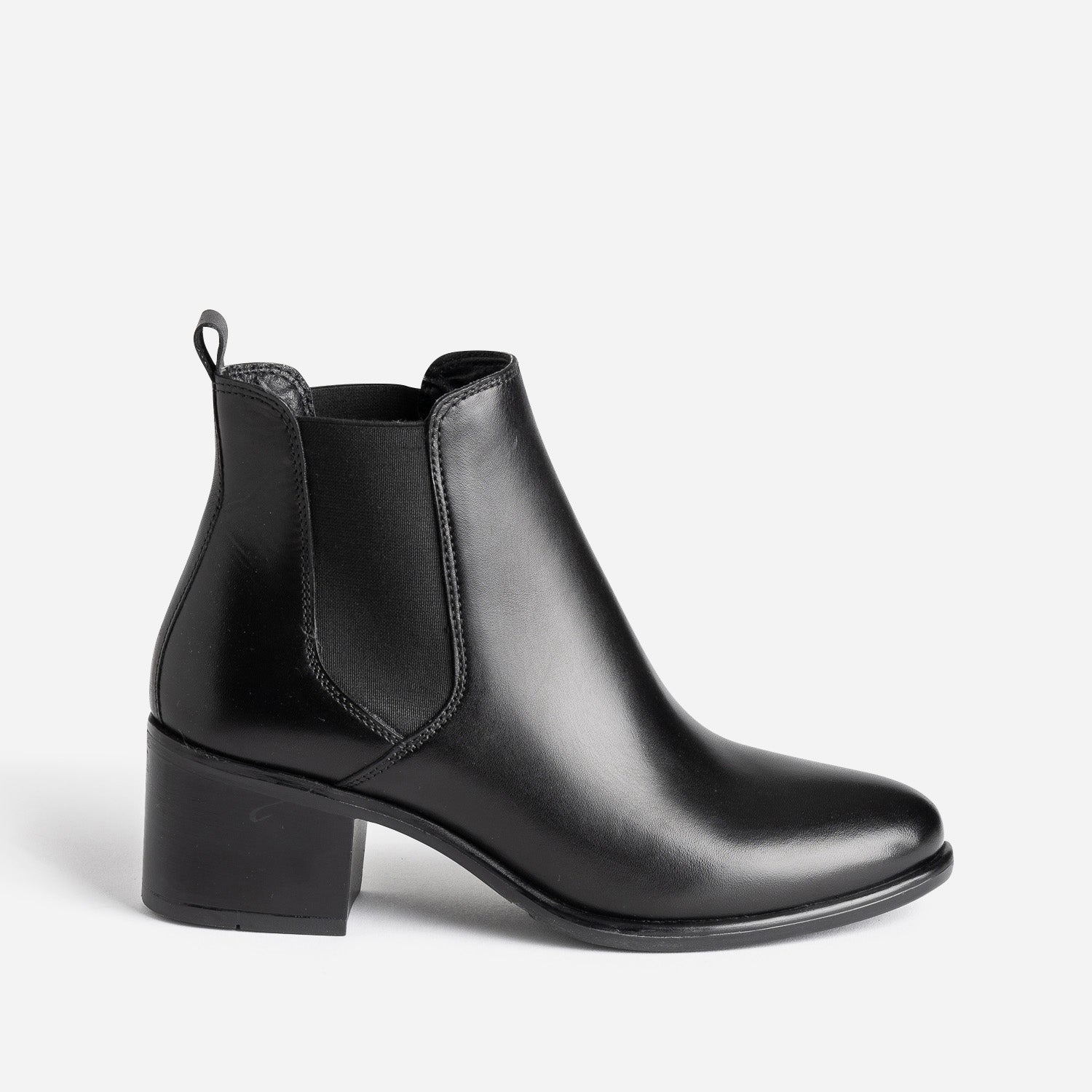 Black flare heel boots in leather Ankle Boots Women ERAM
