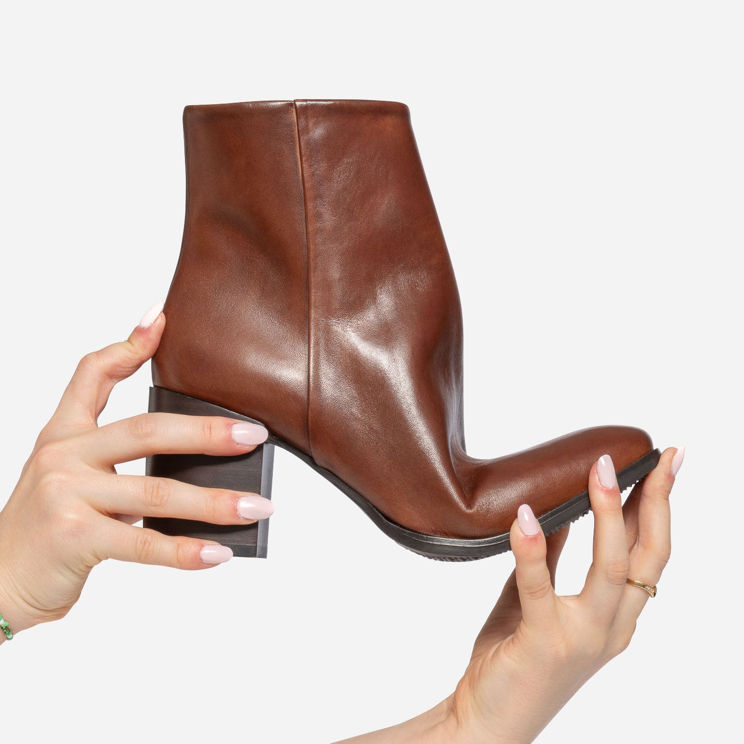 Cognac leather boots with heel Ankle Boots Women ERAM