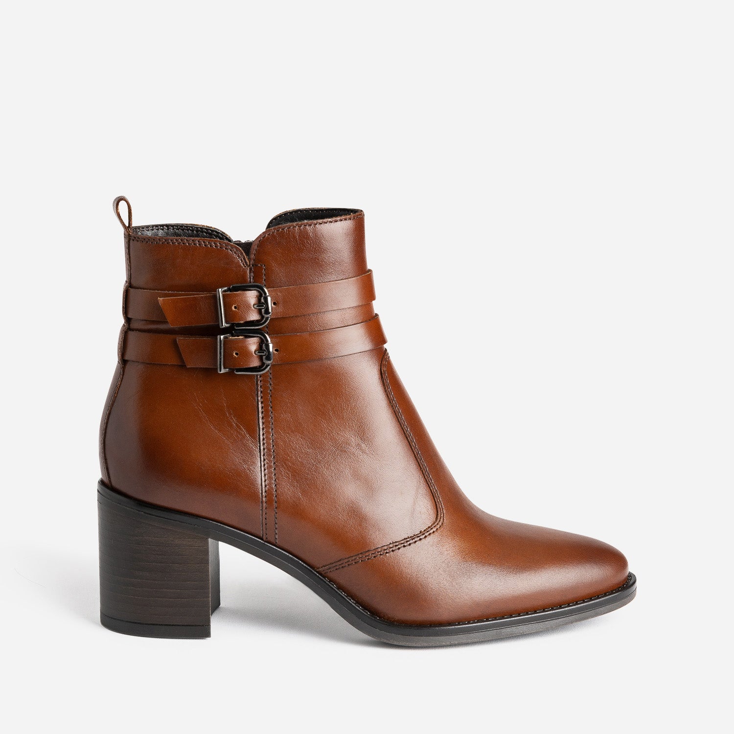 Cognac leather boots with heel Ankle Boots Women ERAM