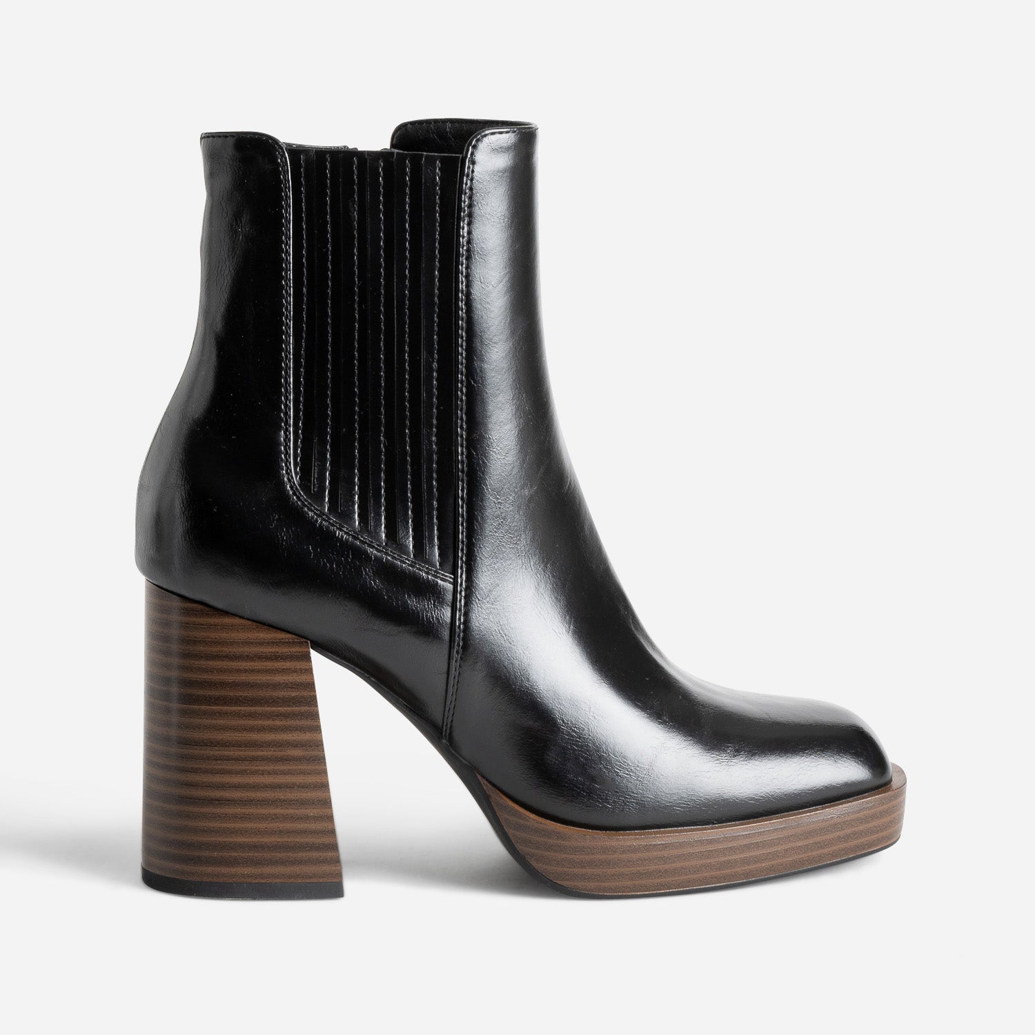 Black ankle boots with retro heel
