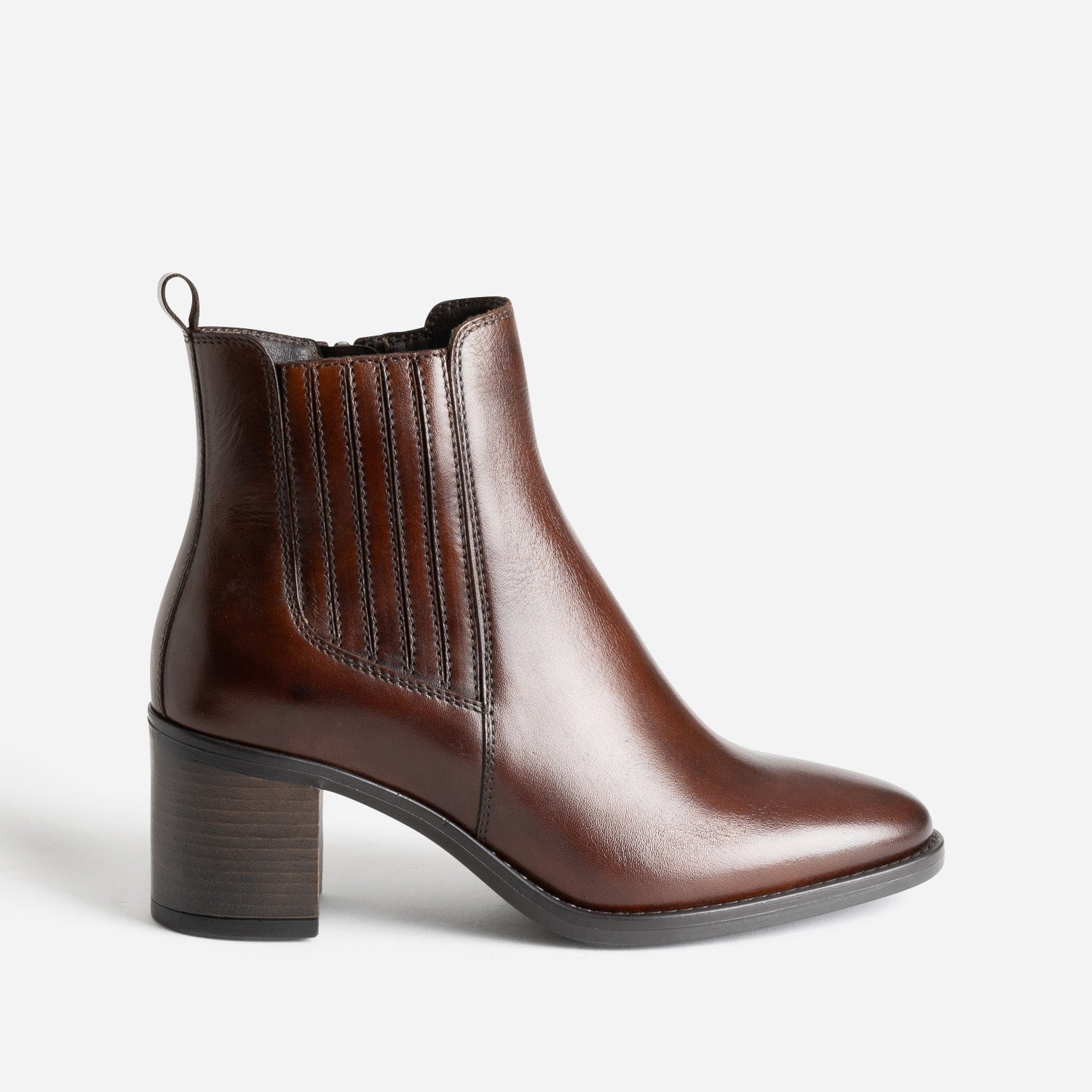 Brown leather ankle boots with a heel Ankle Boots Women ERAM