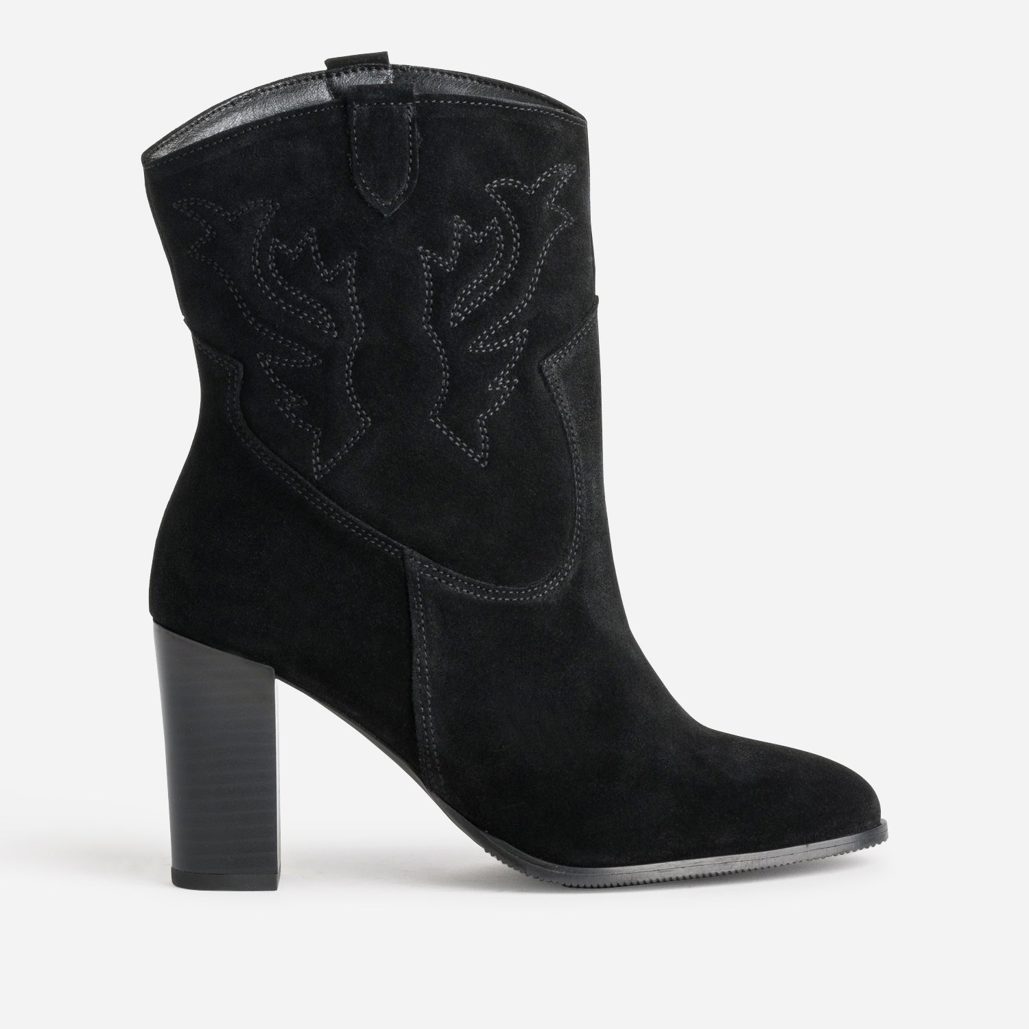 Black suede western ankle boots new arrivals