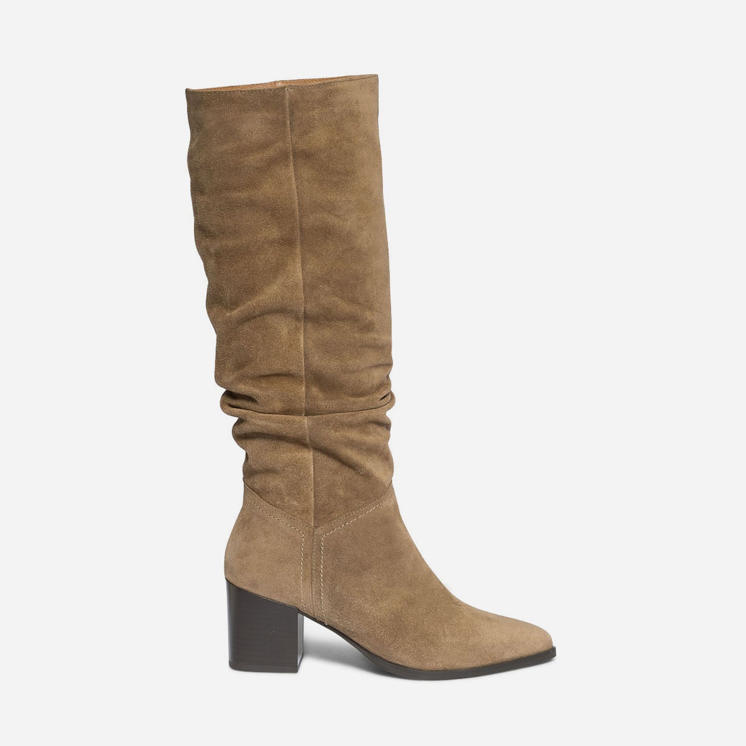 TEXTO eco designed taupe boot in suede with pleated shaft