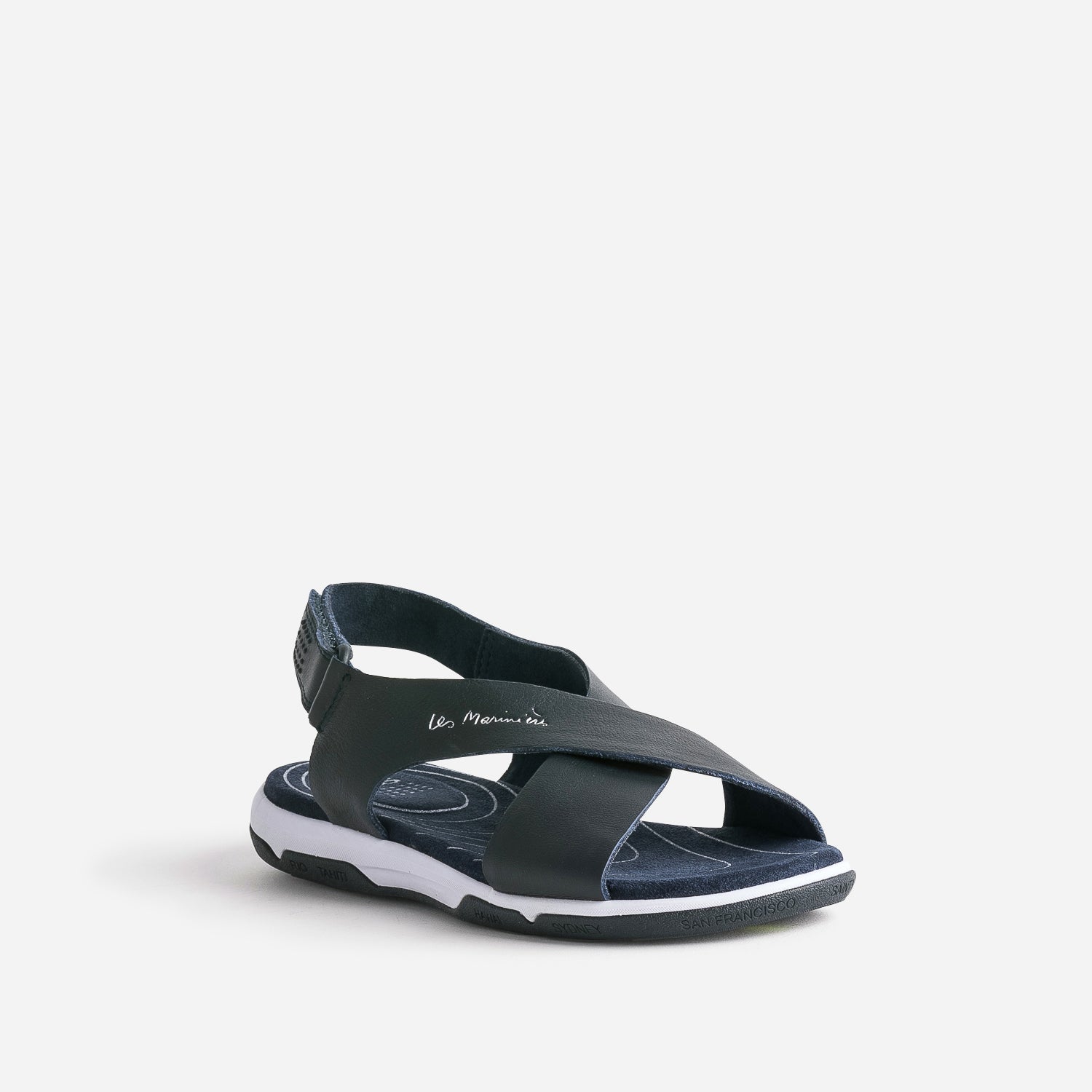 TBS navy leather sandal with wide straps Sandals Women ERAM