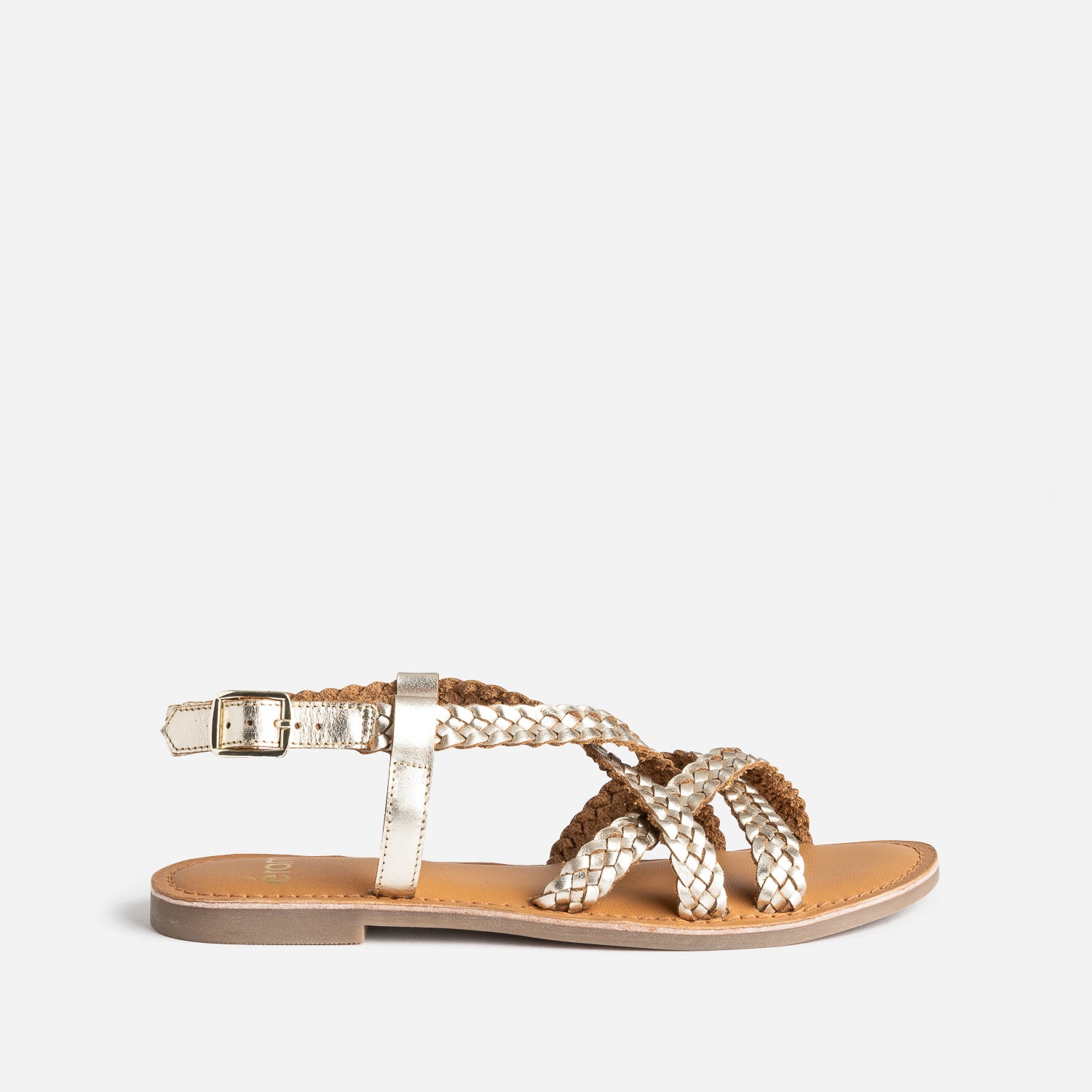 Plaited gold leather sandal Sandals Women ERAM