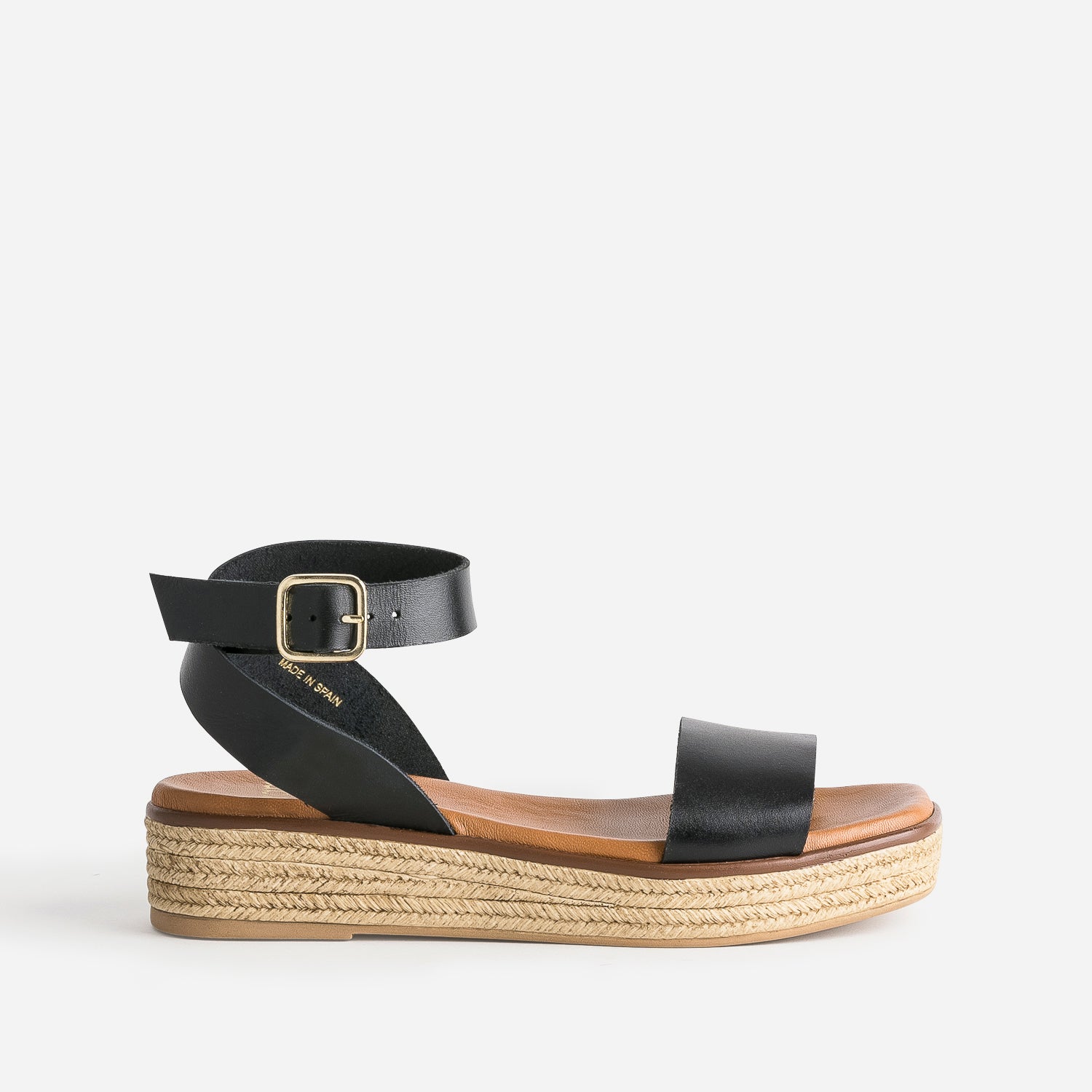 Black wedge eco designed leather sandal