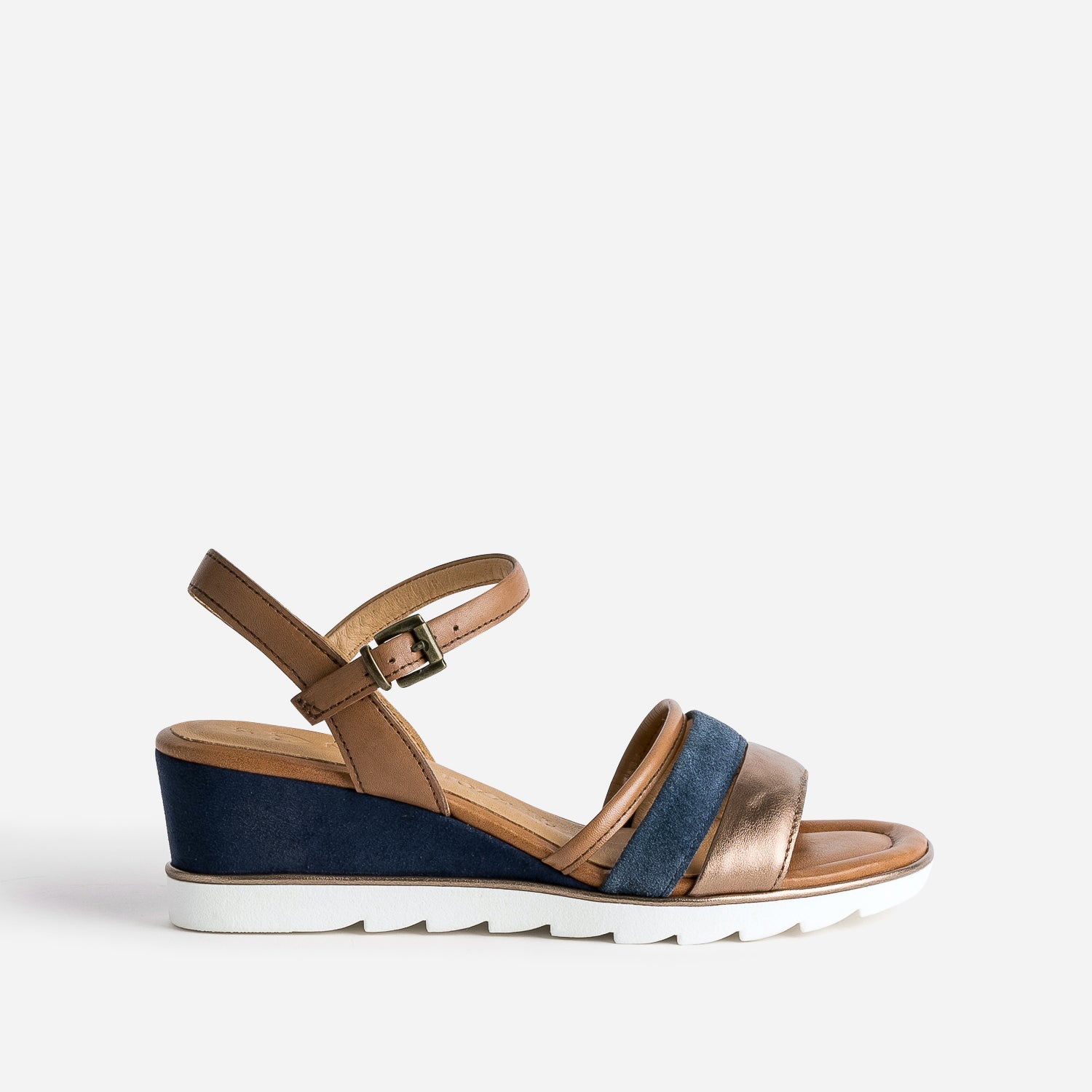Marco tozzi navy wedge shoes discount