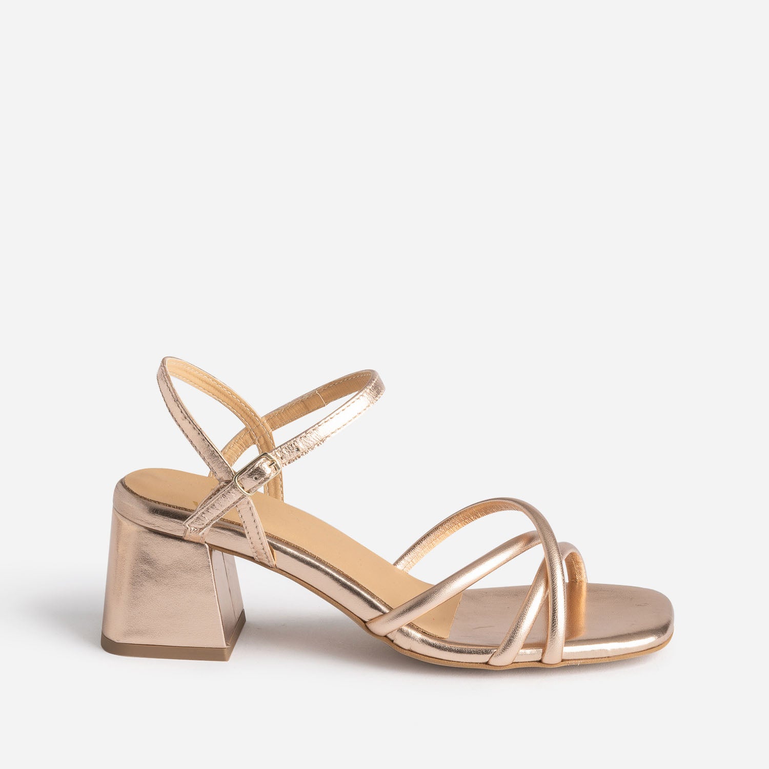 Copper pink leather sandal with a heel Sandals Women ERAM